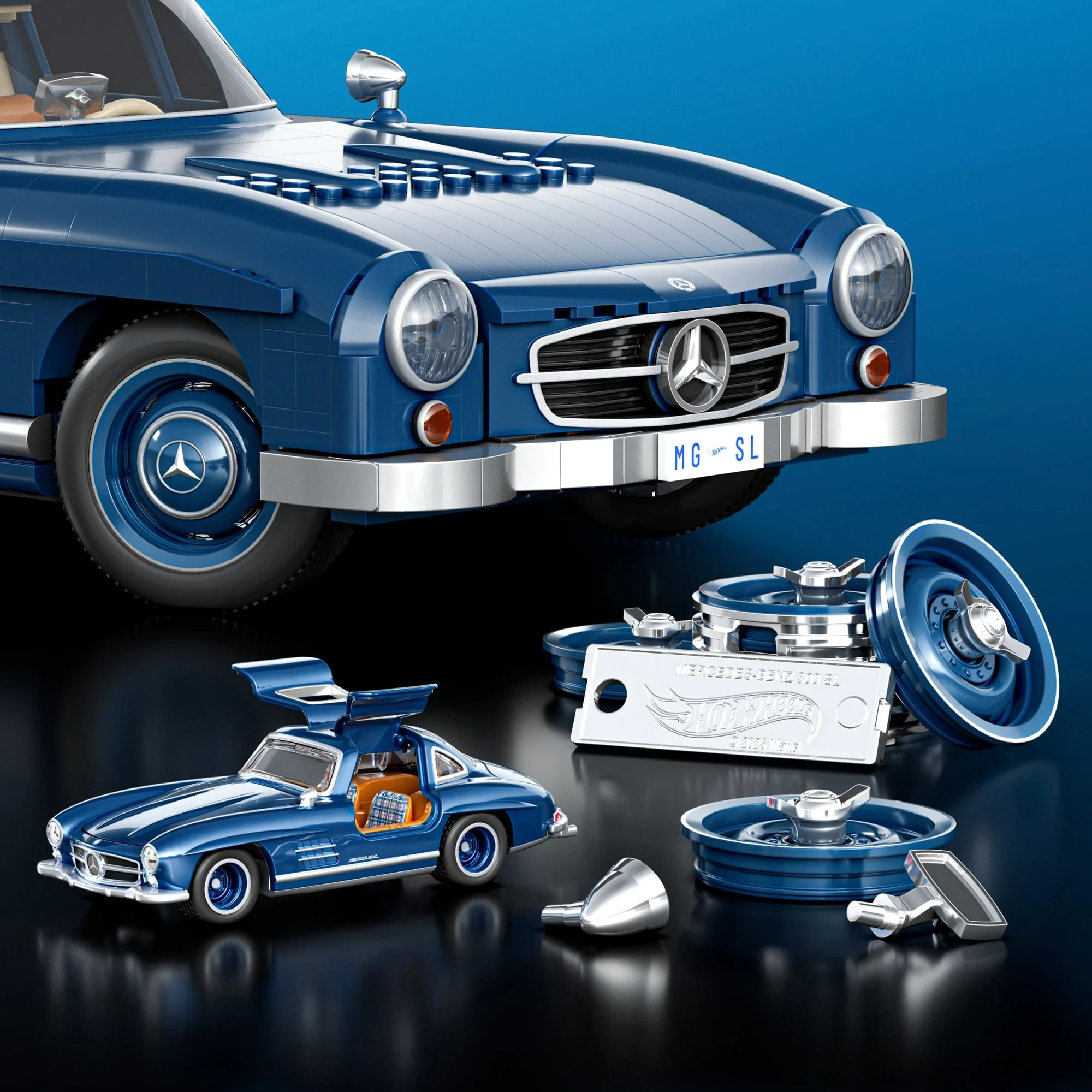 Mattel Brick Shop Hot Wheels Mercedes-Benz 300 Sl, Kit de Construction de Jouets 1600 Pièces de Collection - Image 5