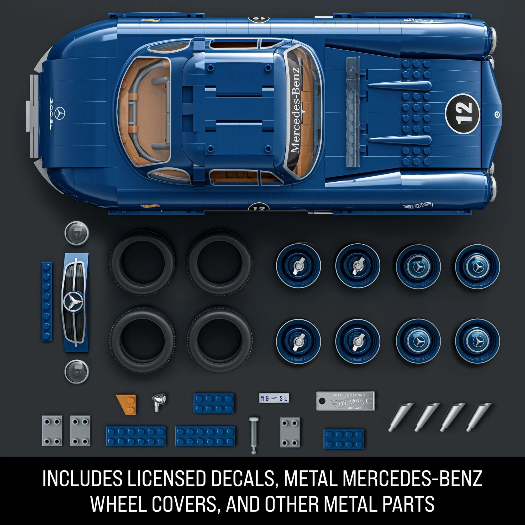 Mattel Brick Shop Hot Wheels Mercedes-Benz 300 SL Building Toy Kit (1600 Pieces), for Collectors - Image 4