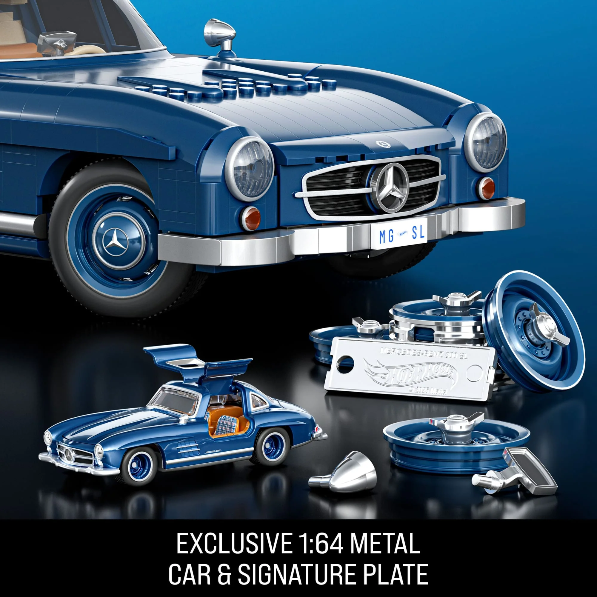 Mattel Brick Shop Hot Wheels Mercedes-Benz 300 SL Building Toy Kit (1600 Pieces), for Collectors - Image 5