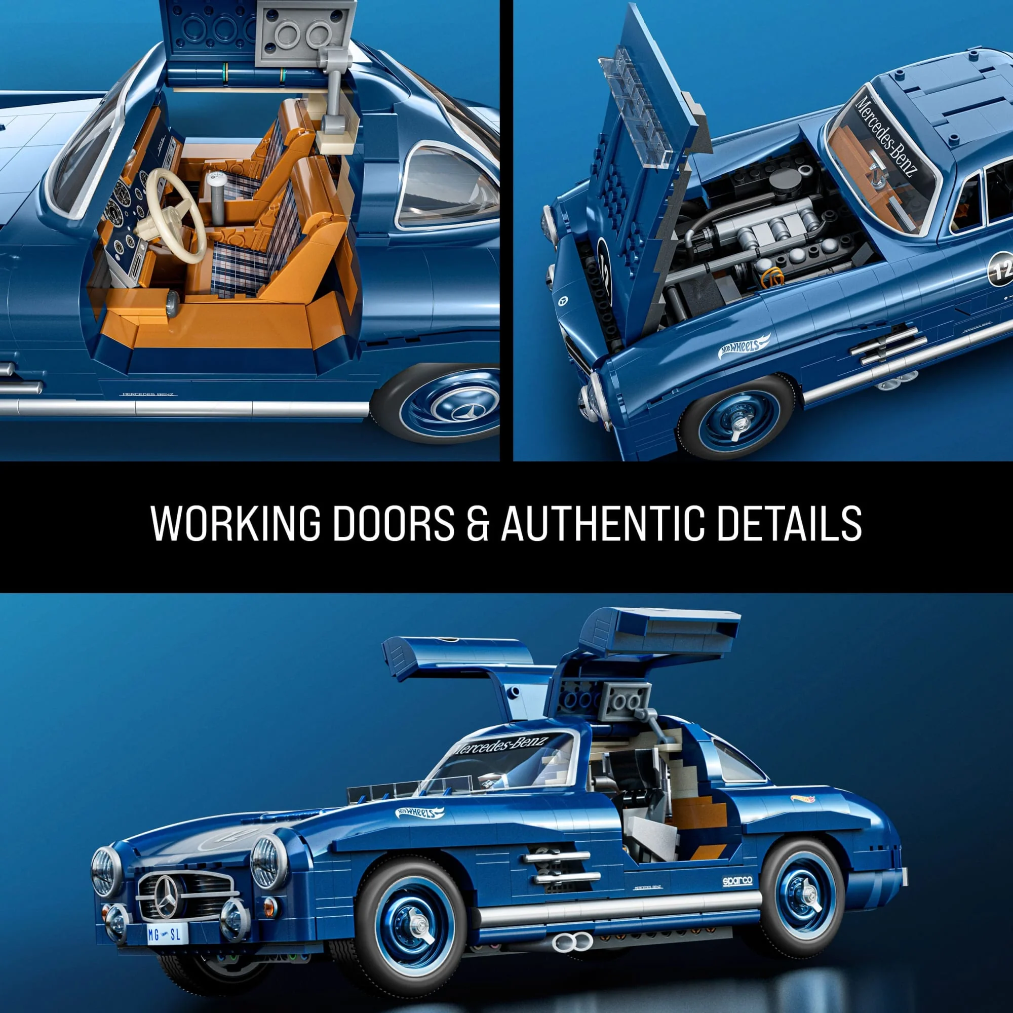 Mattel Brick Shop Hot Wheels Mercedes-Benz 300 SL Building Toy Kit (1600 Pieces), for Collectors - Image 6