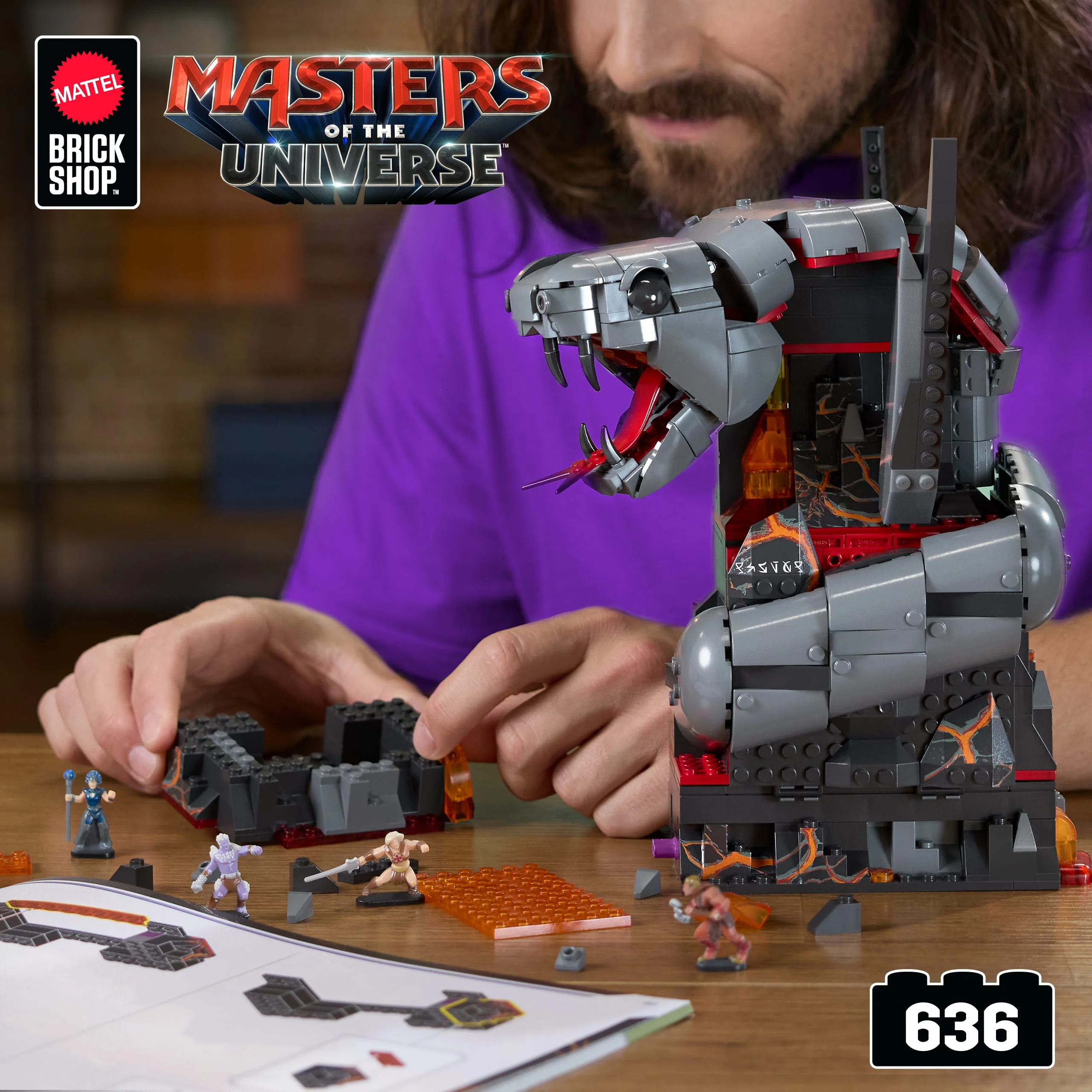 Mattel Brick Shop Masters Of The Universe Clash At Snake Mountain Building Toy Kit (636 Pieces), For Collectors - Image 2