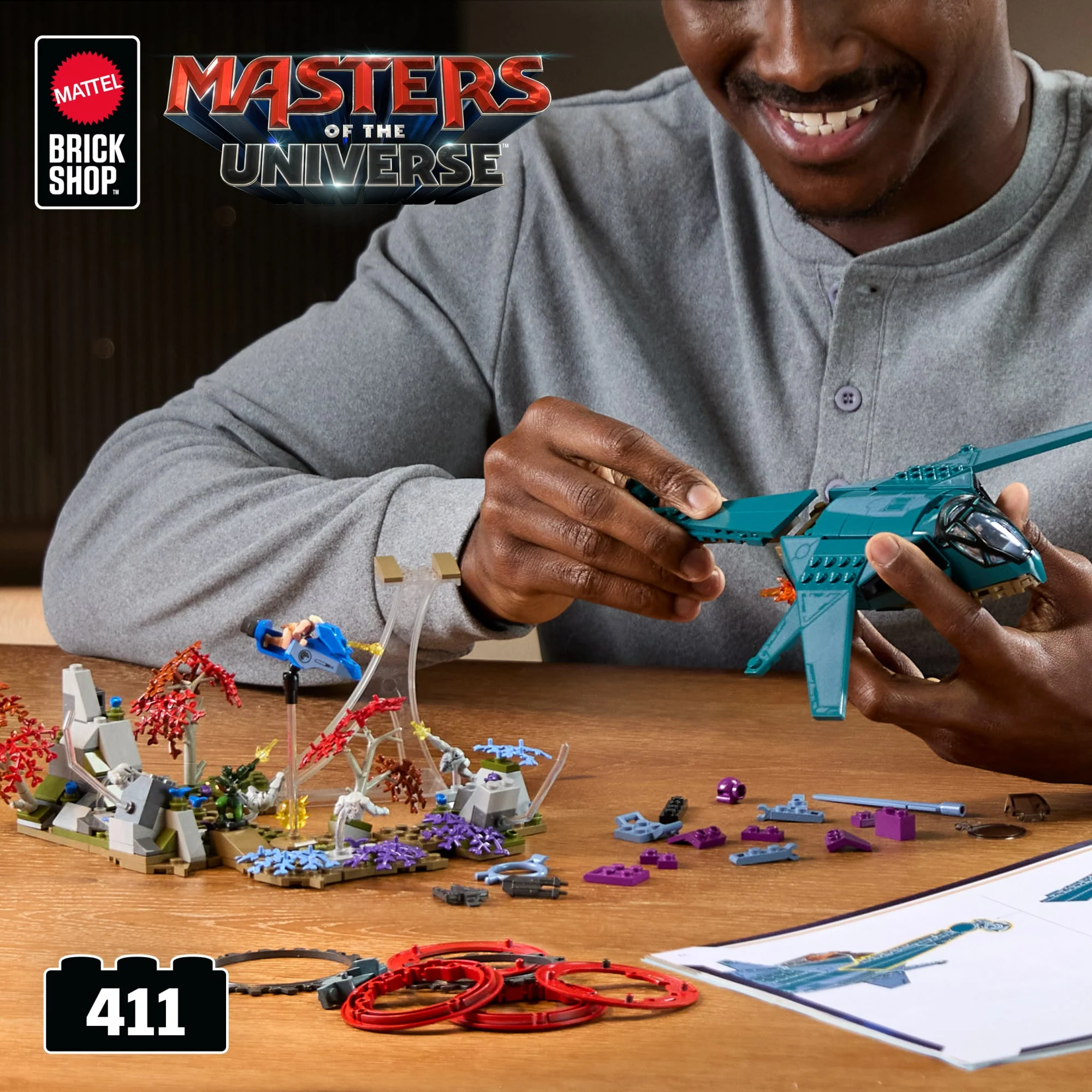 Mattel Brick Shop Masters Of The Universe Eternia Flight Fight Building Toy Kit (411 Pieces), For Collectors - Image 2
