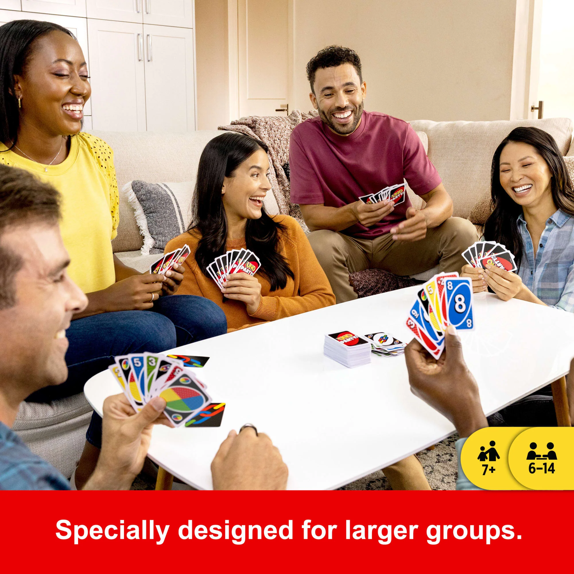 UNO Party Card Game For Large Groups, Kids, Adults & Family Nights, 6 To 14 Players Ages 7+ Years - Image 2