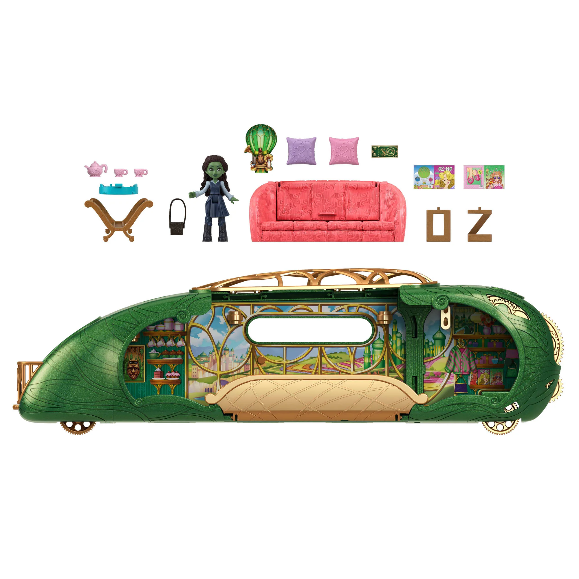 Universal Pictures’ Wicked Emerald City Train Small Doll Playset, 3 Play Spaces & 15 Total Pieces - Image 6