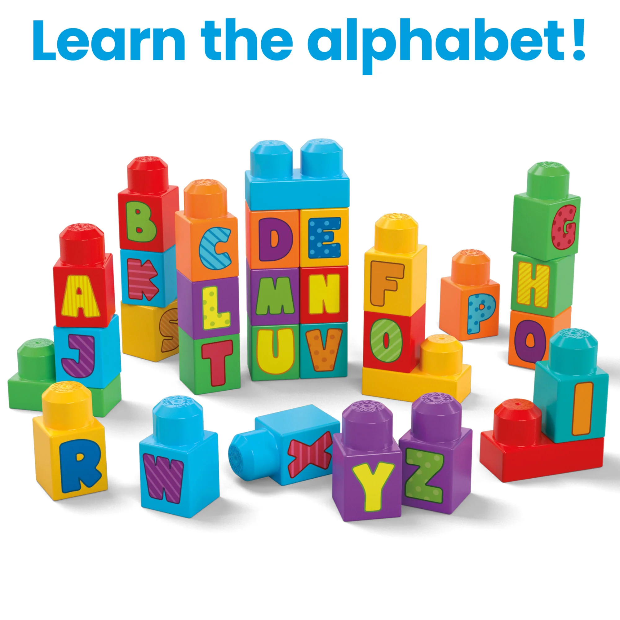 MEGA Bloks Fisher-Price ABC Building Bag Block Toy With Storage (30 Pieces) For Toddler - Image 3