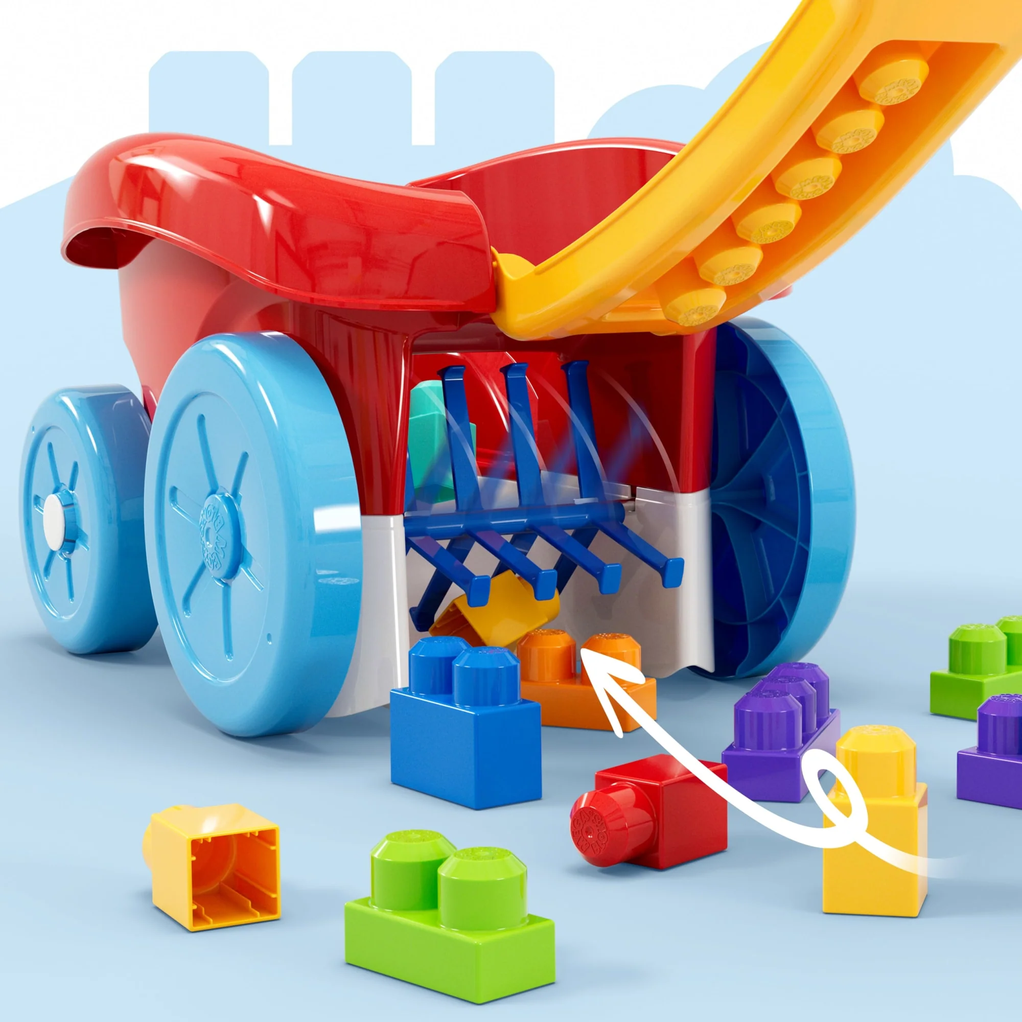 MEGA Bloks First Builders Block Scooping Wagon With Storage (20 Pieces) For Toddlers - Image 4