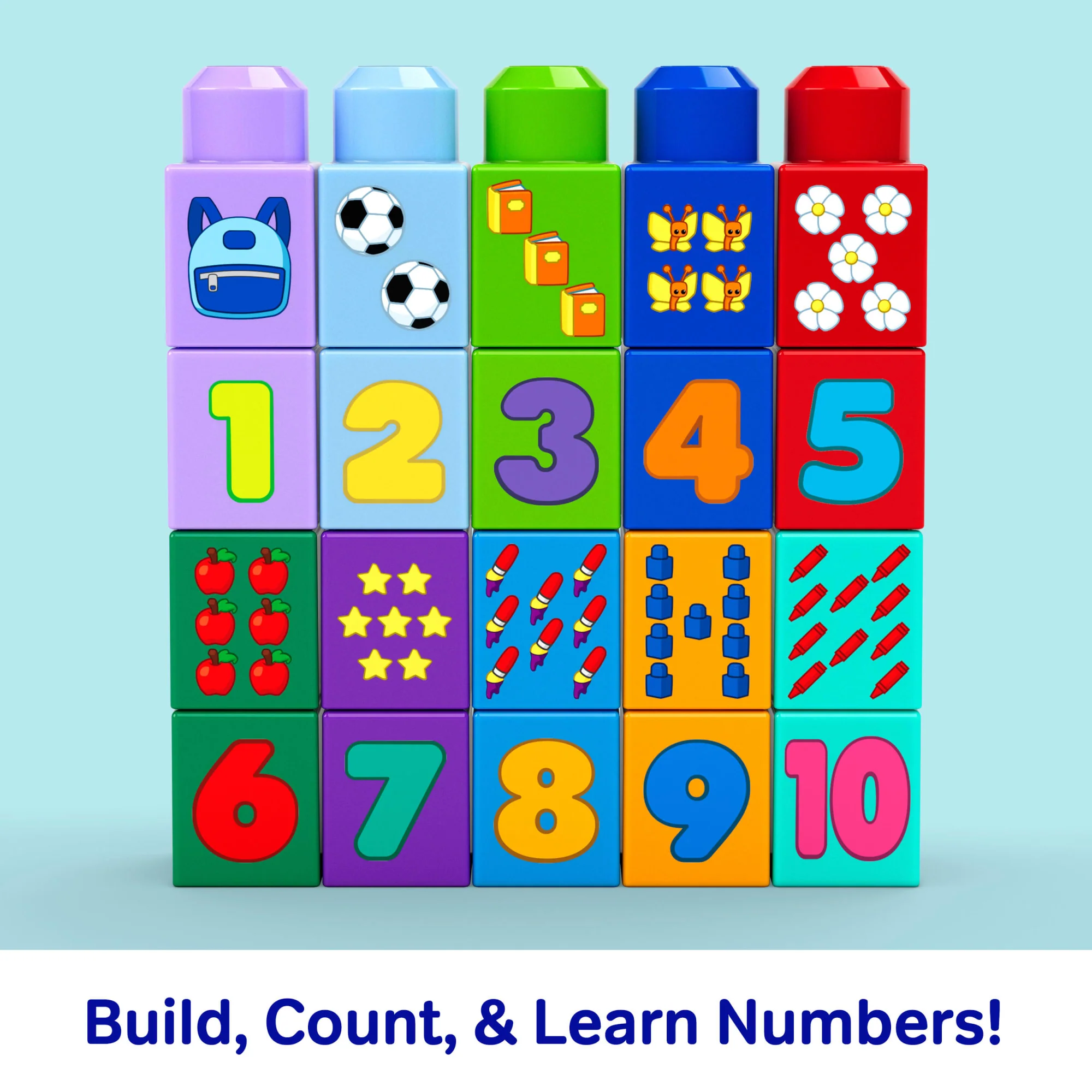 MEGA BLOKS First Builders Build & Count Bus Block Toy (45 Pieces) For Toddler - Image 3