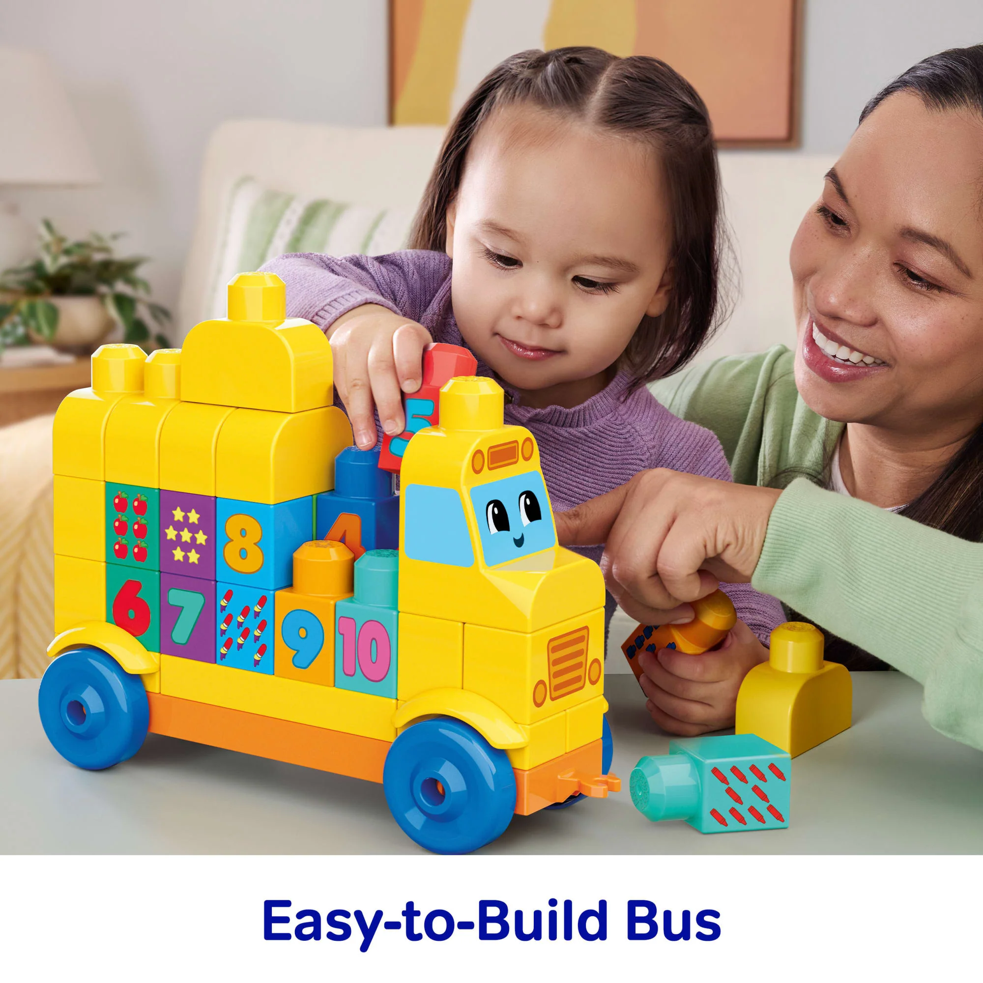 MEGA BLOKS First Builders Build & Count Bus Block Toy (45 Pieces) For Toddler - Image 6