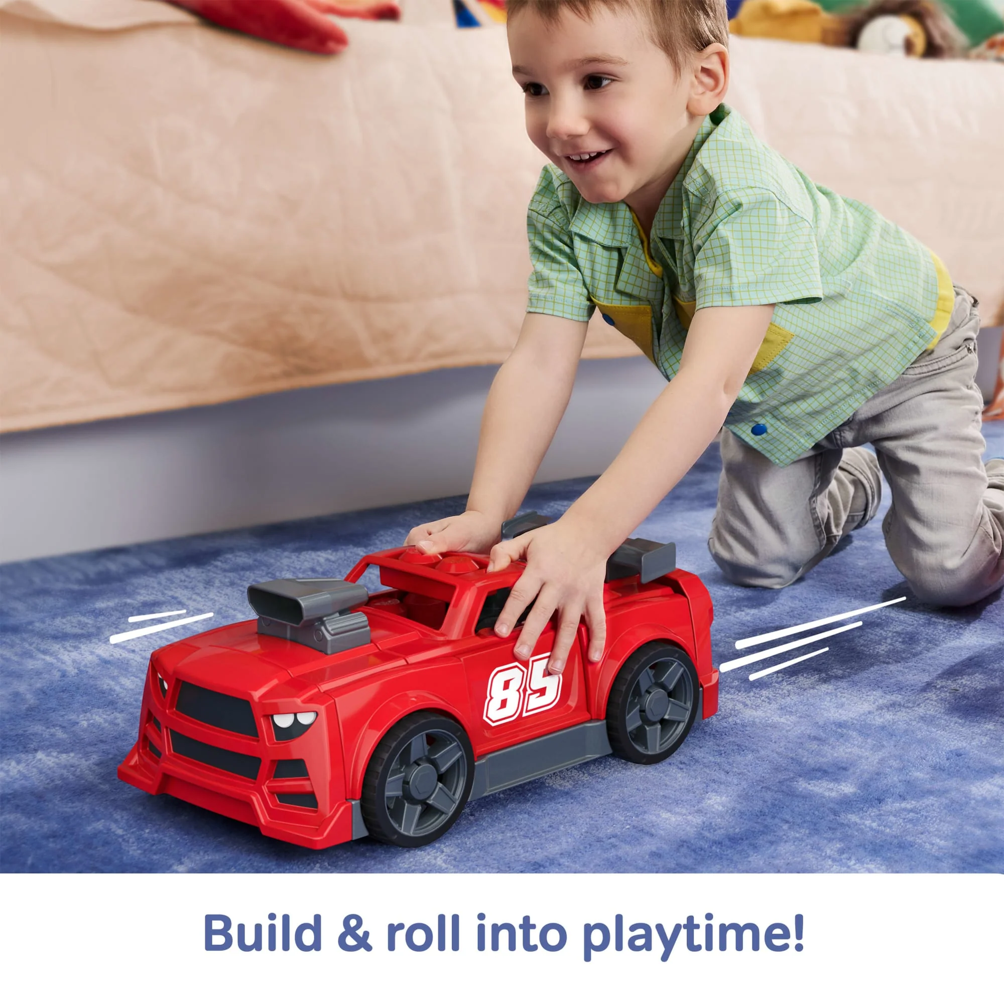MEGA BLOKS Build & Go Race Car Block Toy With Rolling Wheels (26 Pieces) For Kids - Image 6