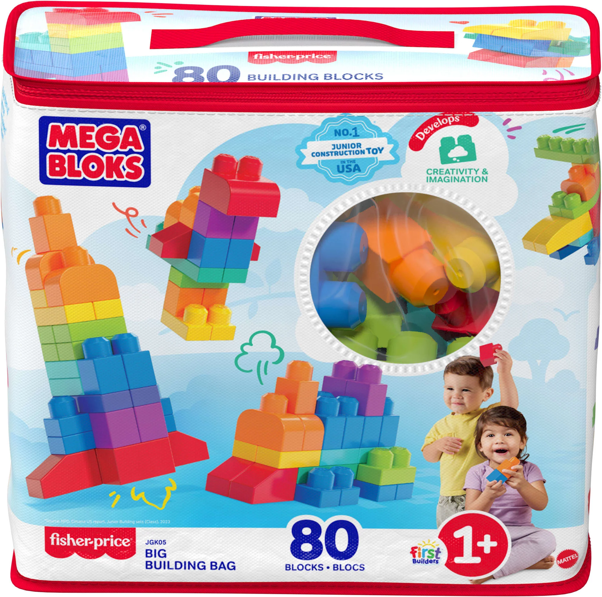 MEGA BLOKS First Builders Big Building Bag Toy Blocks With Storage Bag (80 Pieces) For Toddler - Image 6