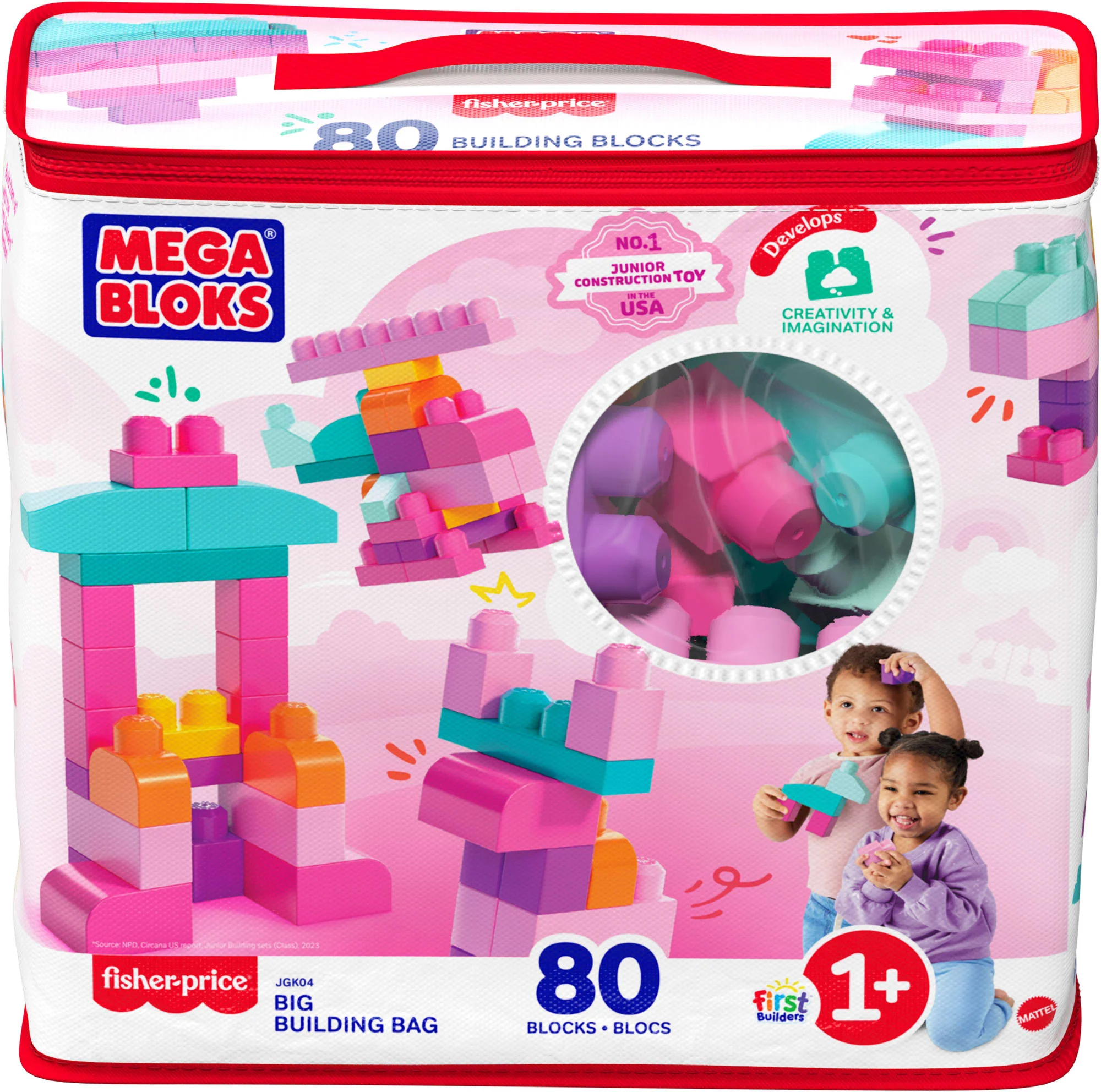 MEGA BLOKS First Builders Big Building Bag Toy Blocks With Storage Bag (80 Pieces) For Toddler - Image 6