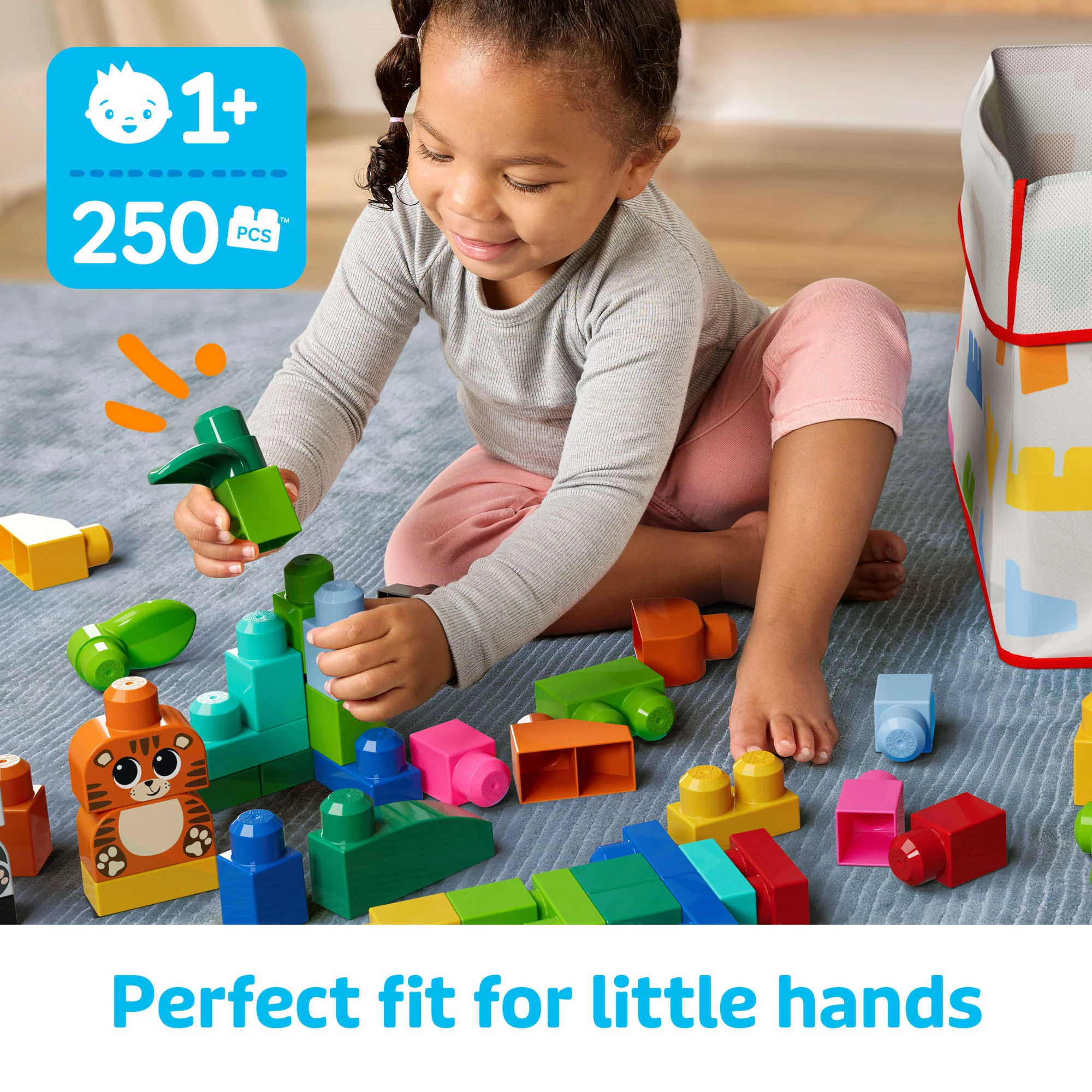 MEGA Bloks Fisher-Price Animal Blocks Building Toy With Storage (250 Pieces) For Toddler - Image 2