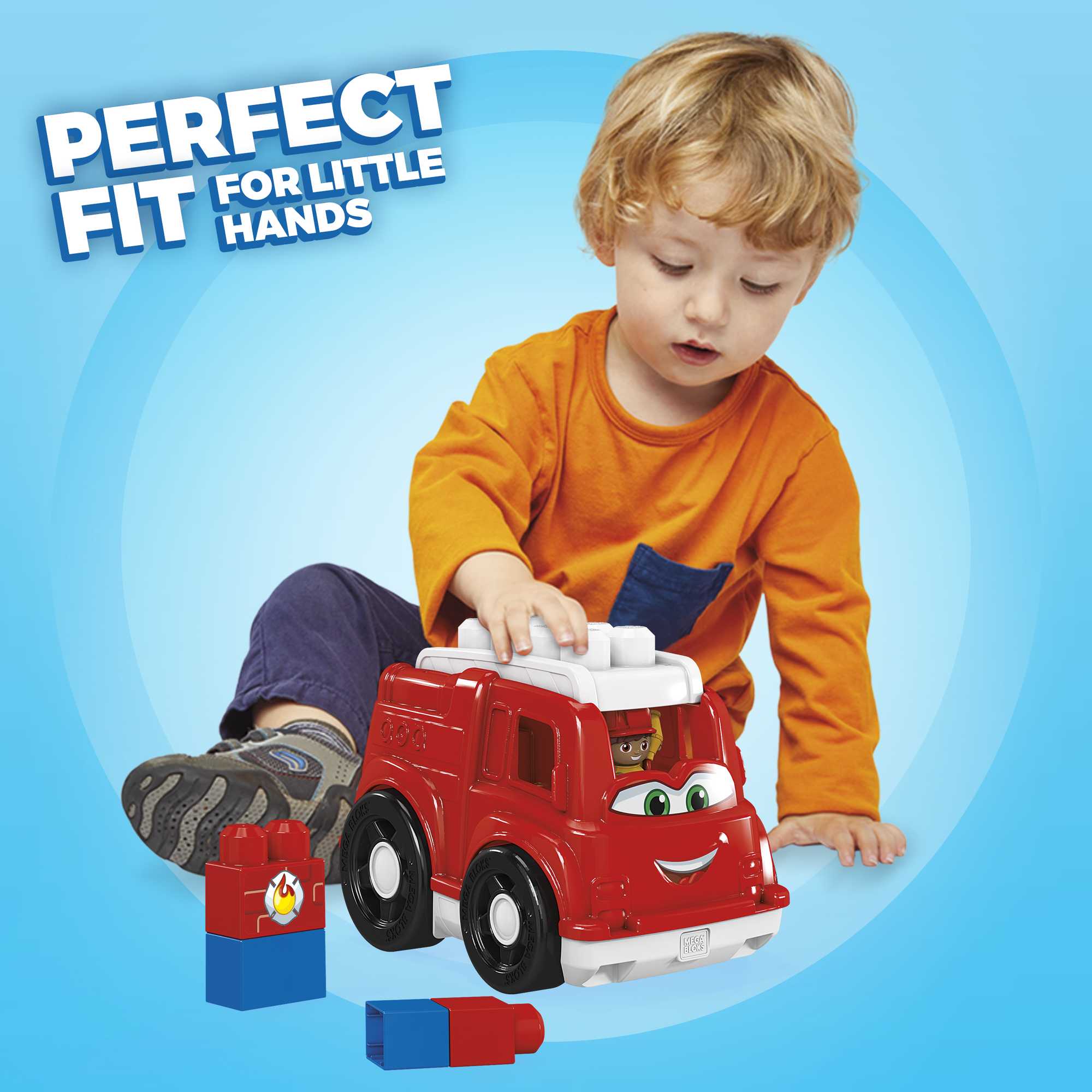 MEGA BLOKS Freddy Fire Truck Building Set With 4 Big Building Blocks - Image 2