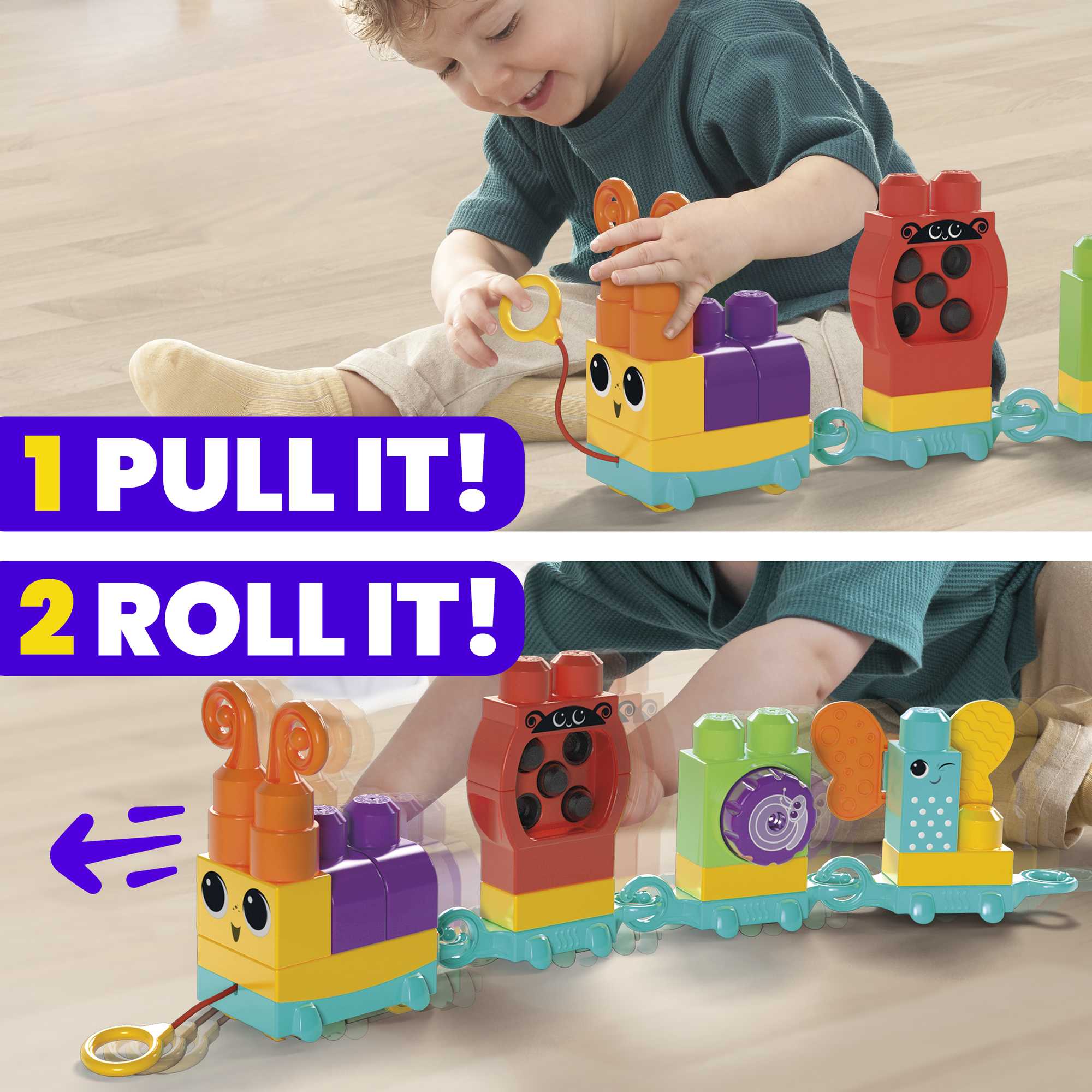 MEGA Bloks Move N Groove Caterpillar Sensory Building Toys For Toddlers 1-3 (30 Pcs) - Image 4