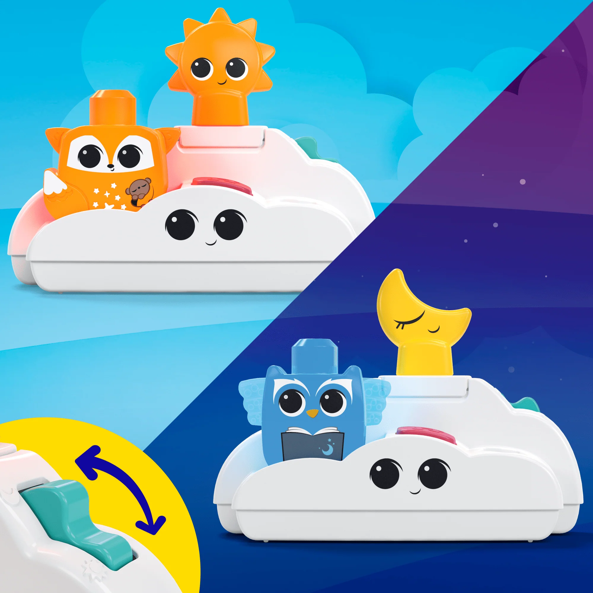 MEGA BLOKS Fisher- Price Rise & Snooze Night Light Sensory Block Toy (30 Pieces) For Toddler - Image 3