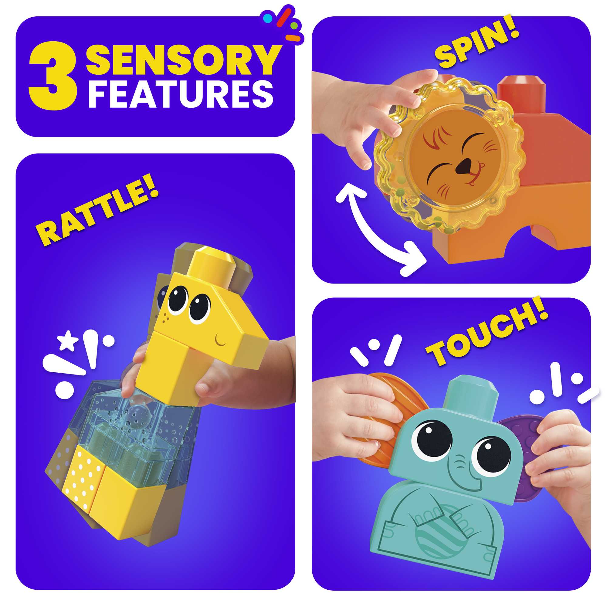 MEGA Bloks Rock N Rattle Safari Sensory Building Toys For Toddlers 1-3 (15 Pcs) - Image 2
