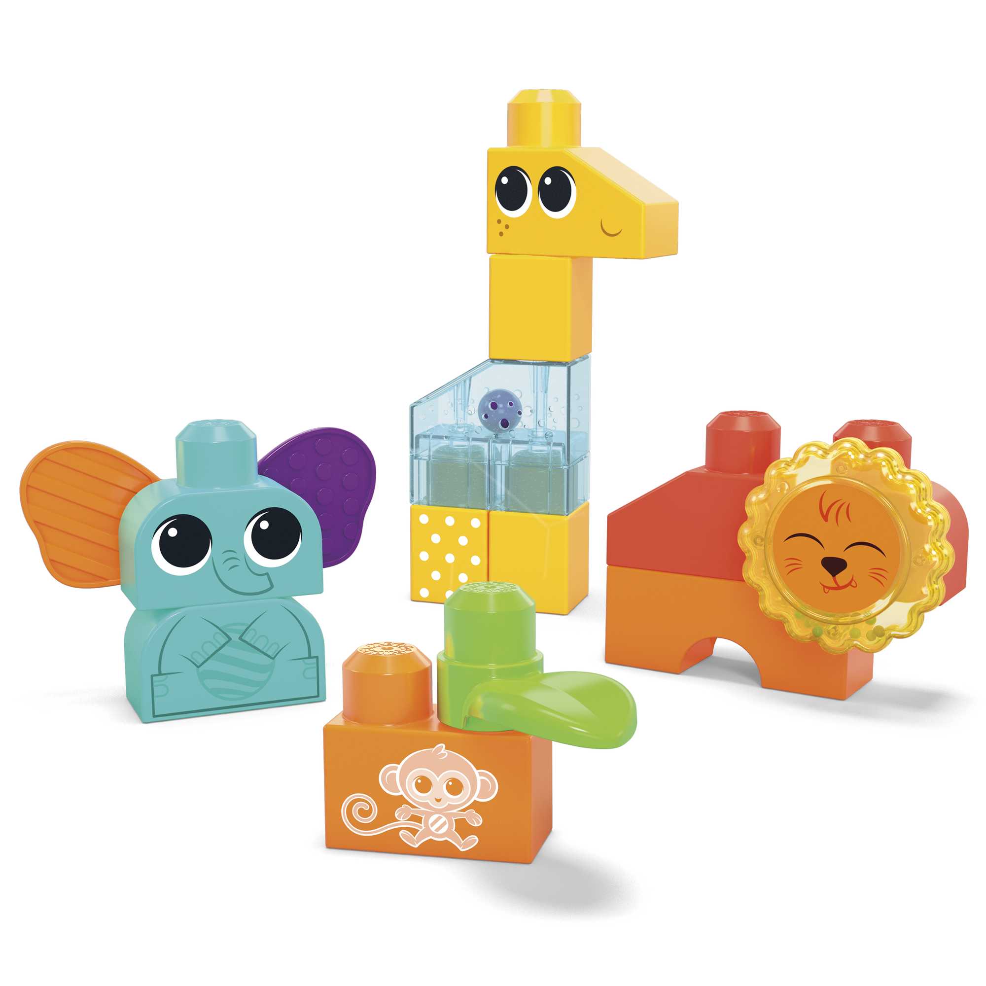 MEGA Bloks Rock N Rattle Safari Sensory Building Toys For Toddlers 1-3 (15 Pcs) - Image 5