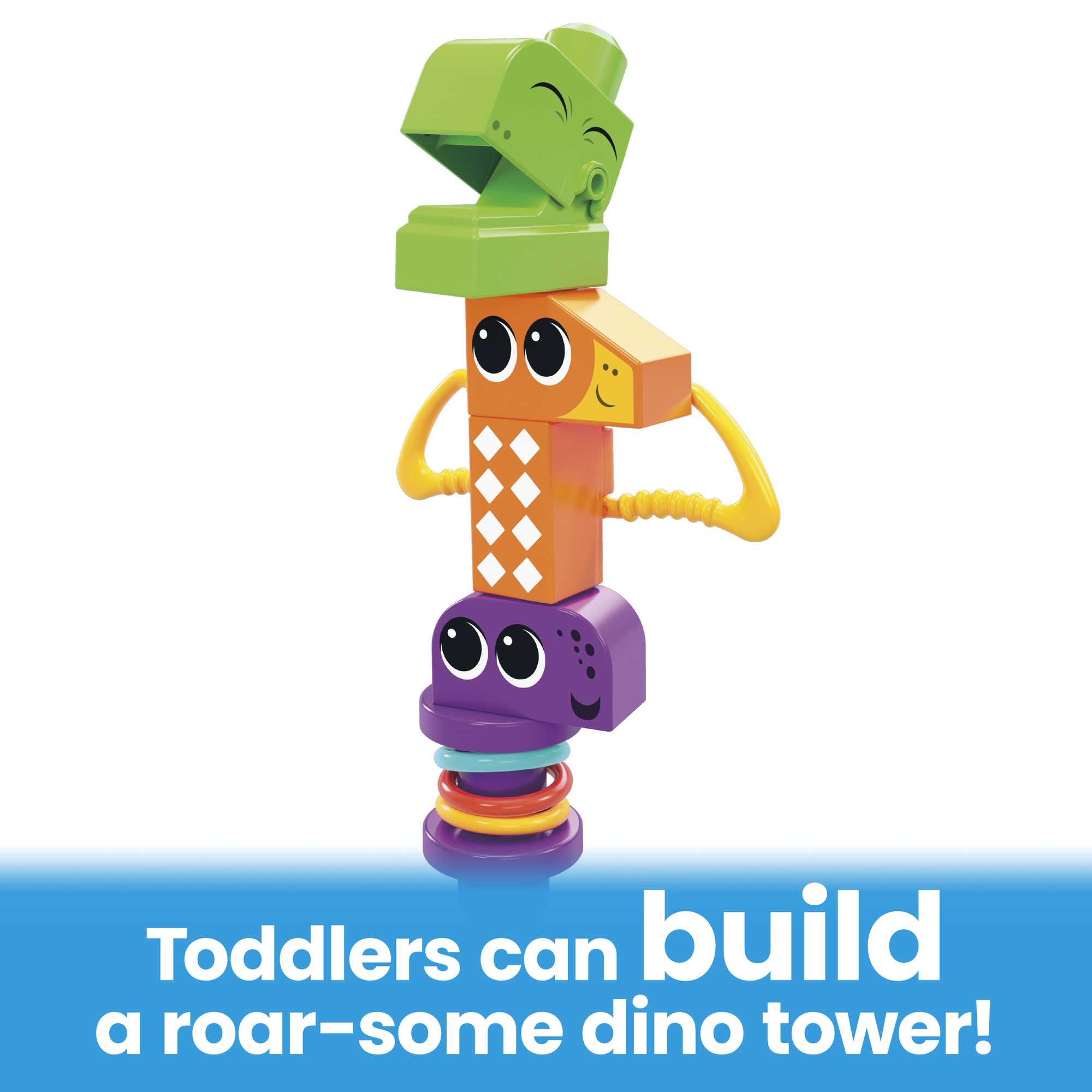 MEGA Bloks Squeak 'n Chomp Dinos Sensory Building Toys For Toddlers 1-3 (24 Pcs) - Image 4