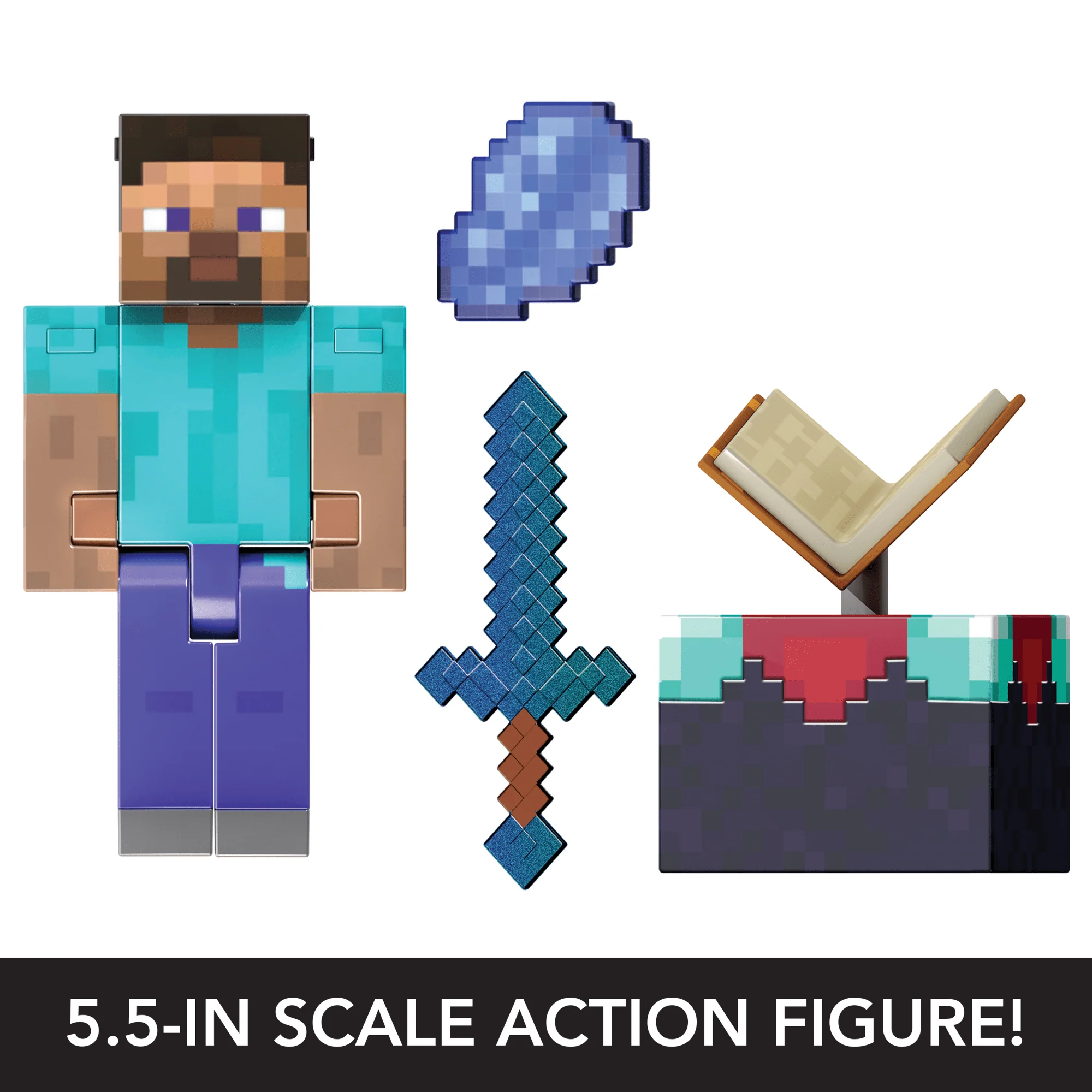 Minecraft Diamond Level Steve Action Figure, 3 Accessories, 5.5-in Collector Scale - Image 3