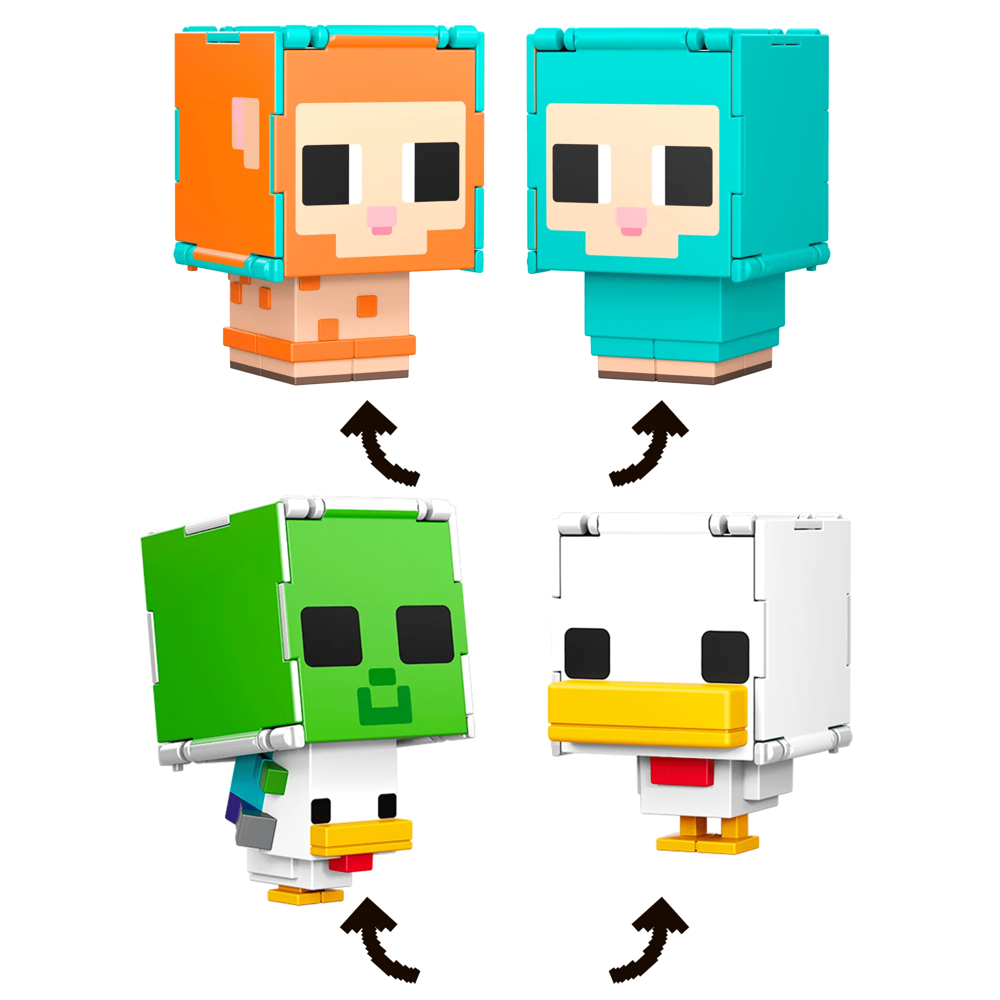 Minecraft Flippin’ Figs Sheep & Chicken Figures 2-Pack, 2-In-1 Fidget Play & Pixelated Design - Image 6