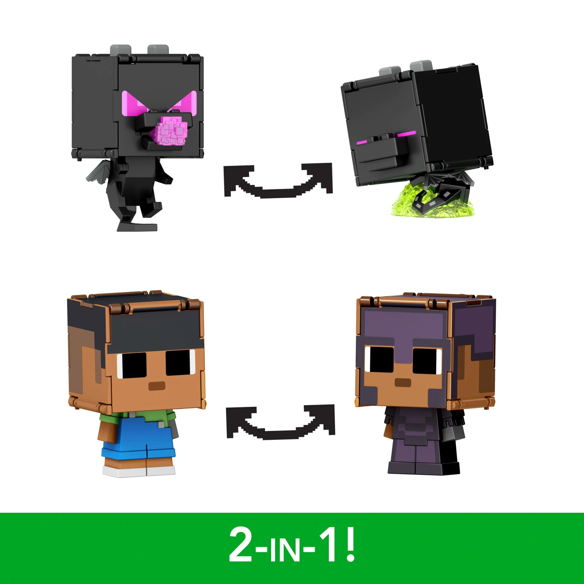 Minecraft Flippin’ Figs 2 Pack Action Figures, 2-in-1 Fidget Play, 3.75-inch Sunny & Ender Dragon - Image 3