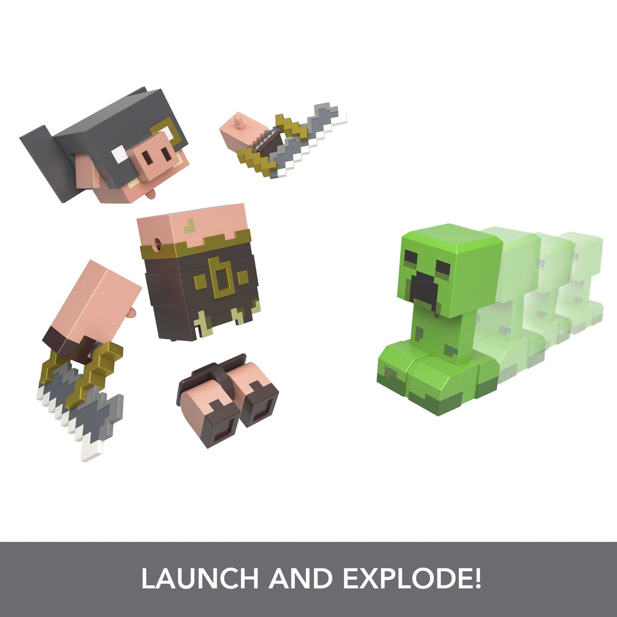 Minecraft Legends Creeper vs Piglin Bruiser Figures - Image 4