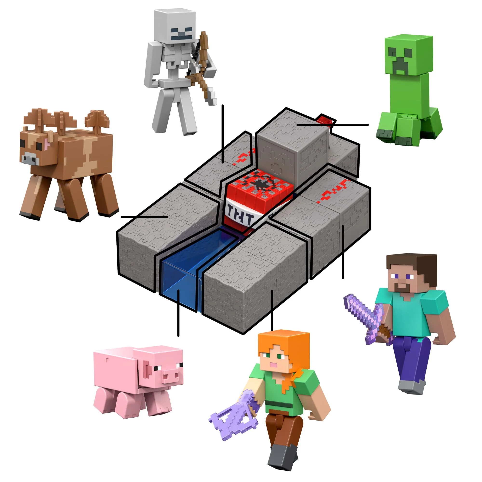 Minecraft Creeper Action Figure & Accessory Set, 3.25-Inch Scale Collectible Toy With Building Piece - Image 5