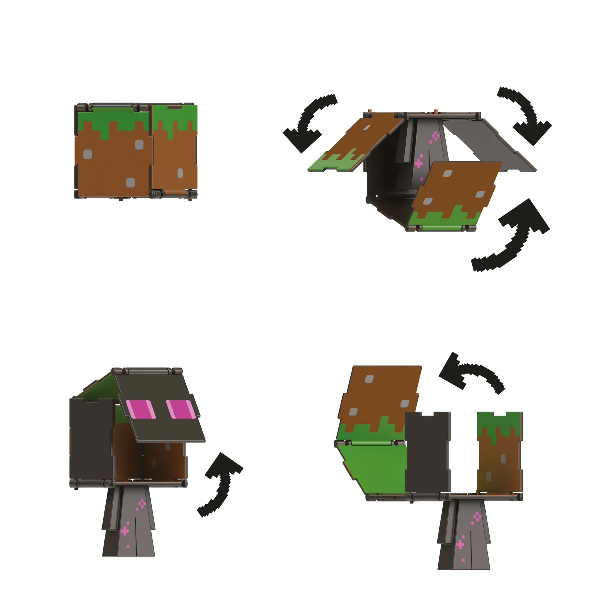 Minecraft Vanilla Figura de Acción Flippin' de 3.75" Enderman + Bloque de Pasto - Image 4