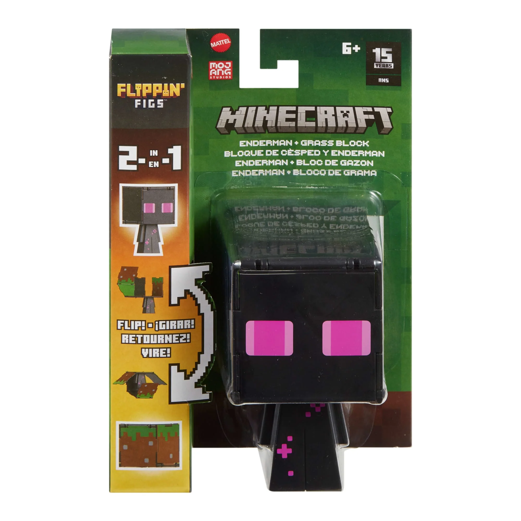 Minecraft Vanilla Figura de Acción Flippin' de 3.75" Enderman + Bloque de Pasto - Image 6