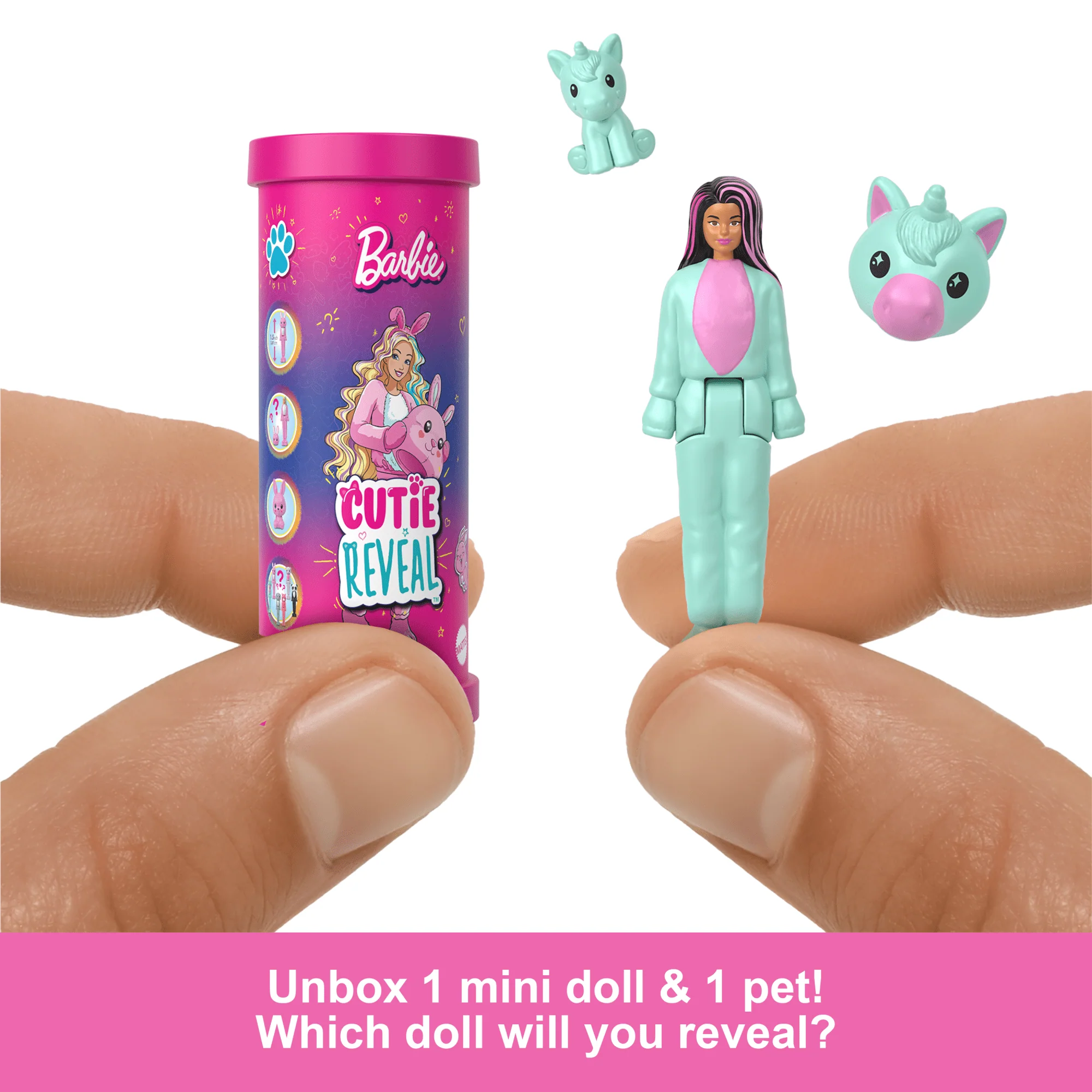 Barbie Mini Barbieland Cutie Reveal Doll & Pet, 1.5-inch Color Dream Series - Image 5