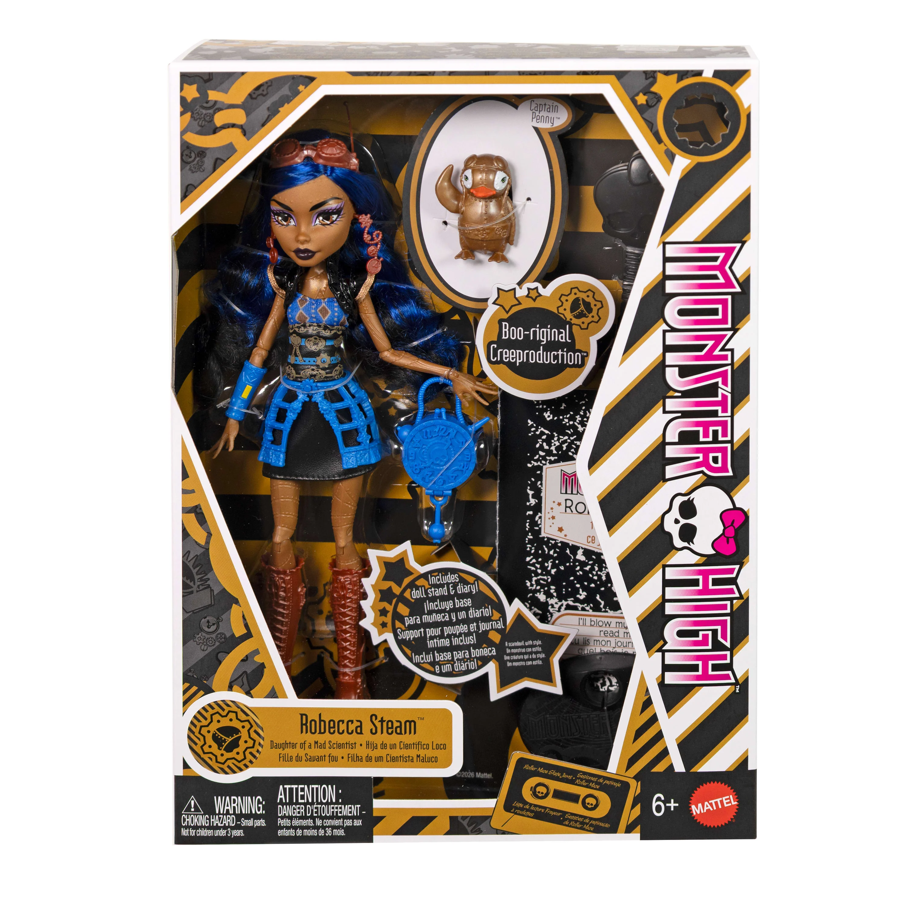 Monster High Boo-Riginal Creeproduction Robecca Steam Doll With Diary, Doll Stand And Pet - Image 6