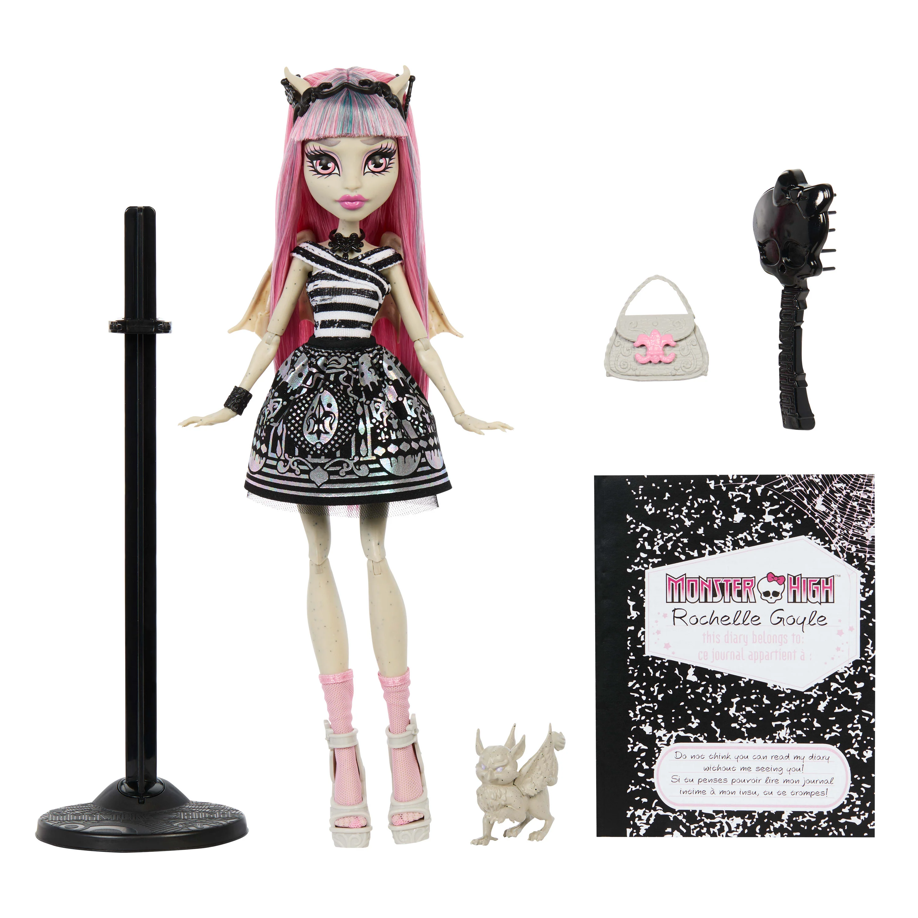 Monster High Boo-Riginal Creeproduction Rochelle Goyle Doll With Diary, Doll Stand And Pet - Image 5