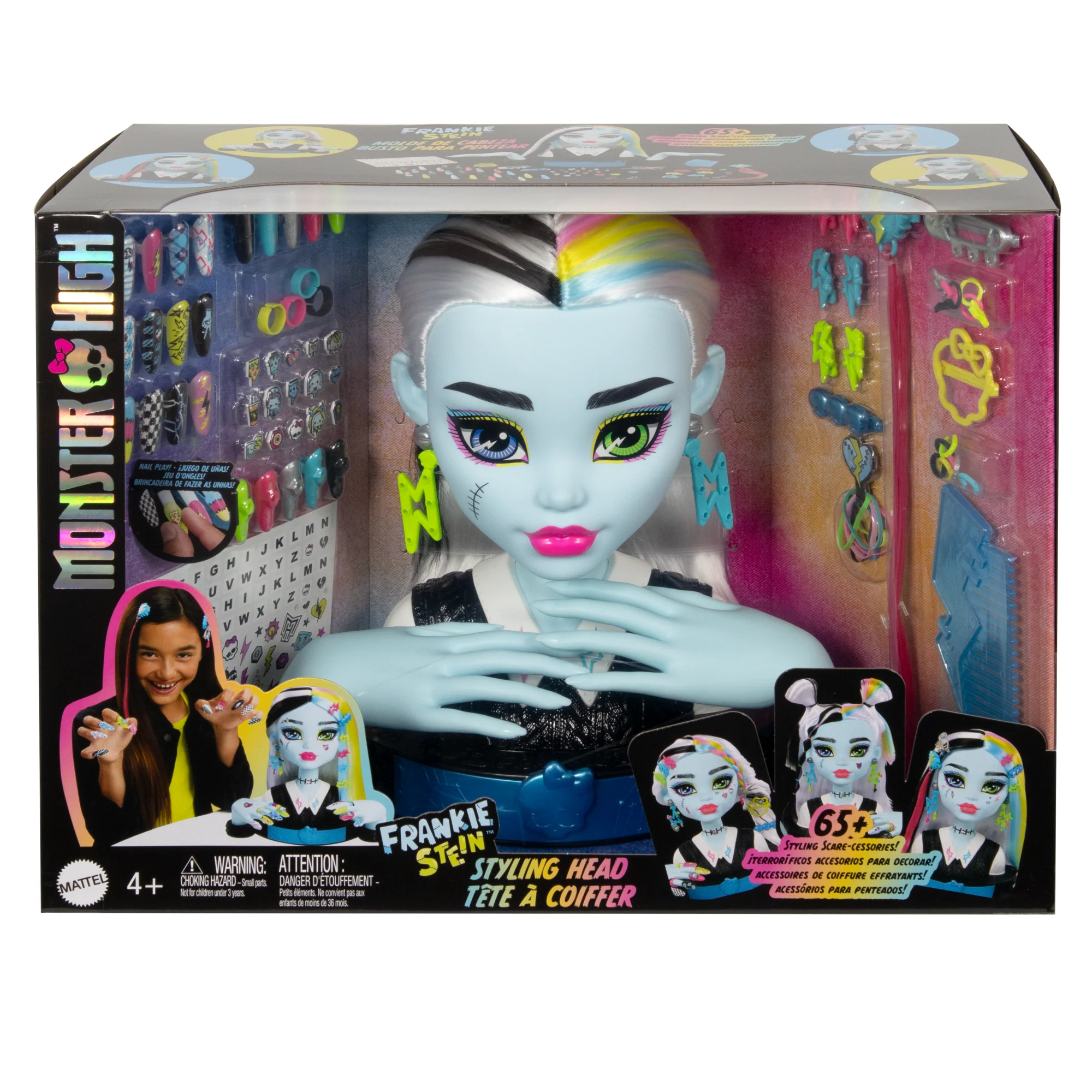 Monster High  Tête à Coiffer de Poupée Frankie Stein, 65+ Accessoires - Image 6