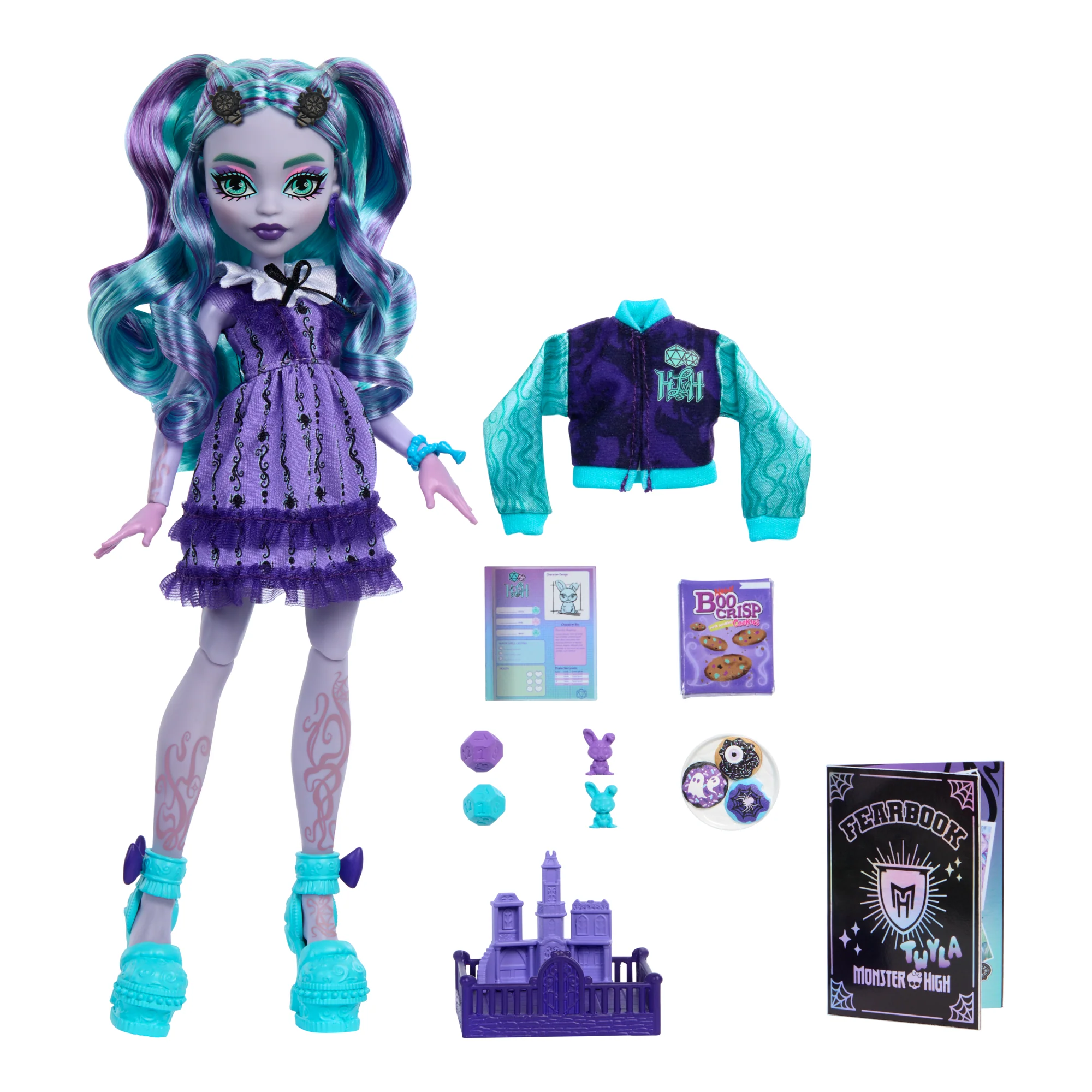 Monster High Fearbook Twyla Fashion Doll With Varsity Jacket, Yearbook, And Game Accessories - Image 2