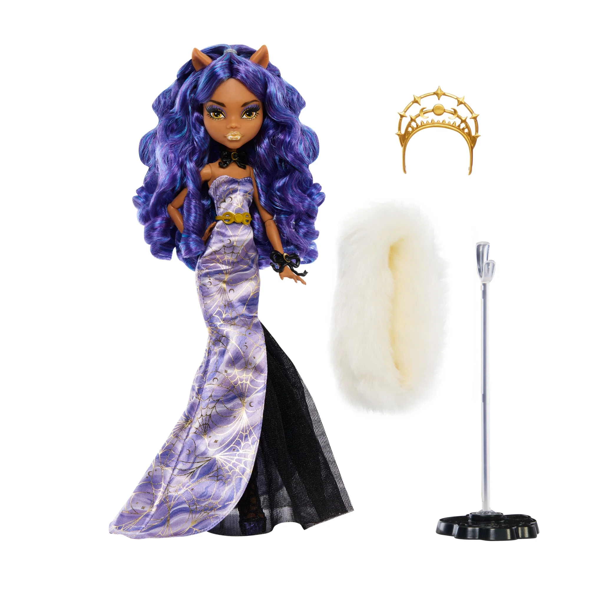 Monsterhigh-Fêtes de Fin D’Année-Poupée Clawdeen Wolf Robe Violette - Image 5