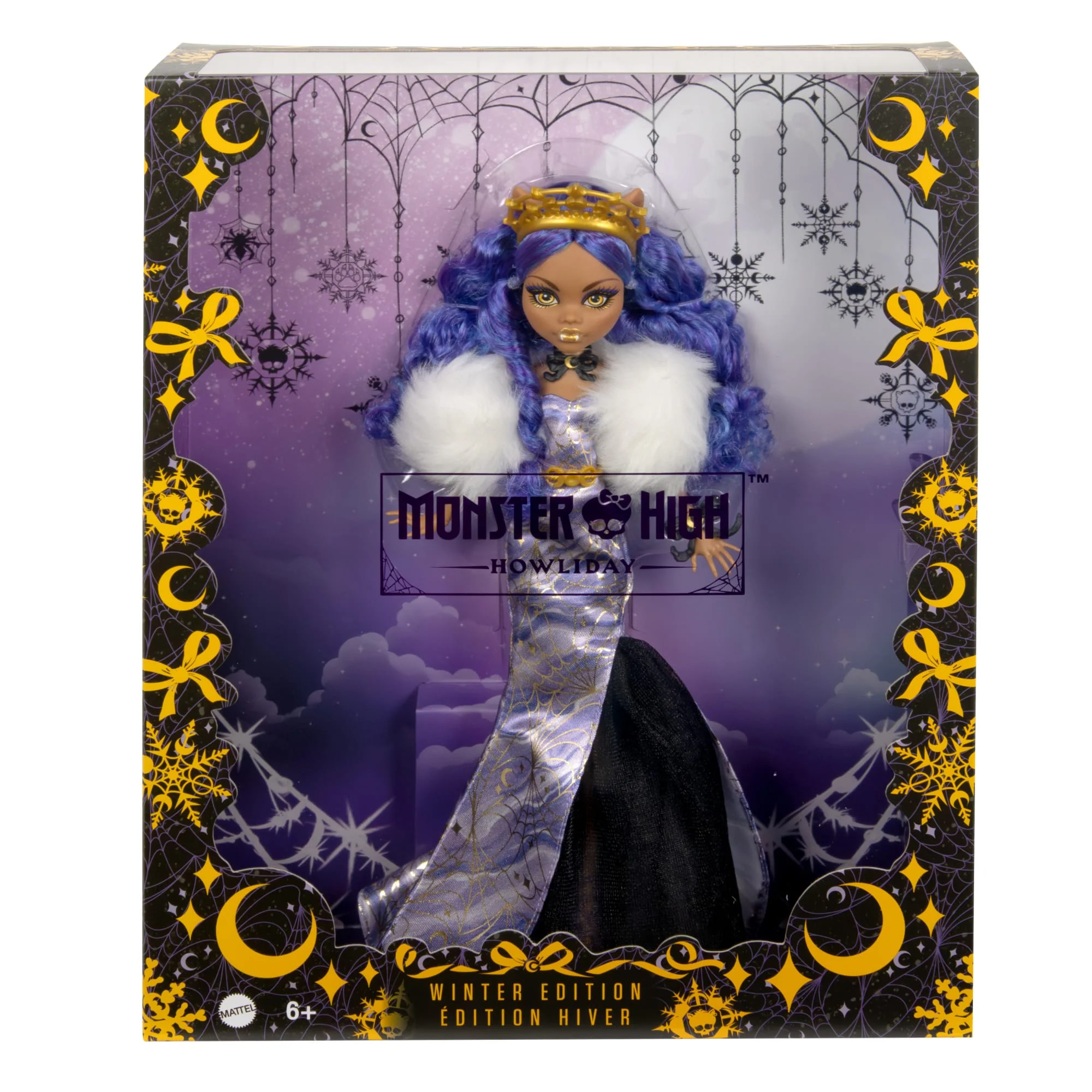 Monsterhigh-Fêtes de Fin D’Année-Poupée Clawdeen Wolf Robe Violette - Image 6