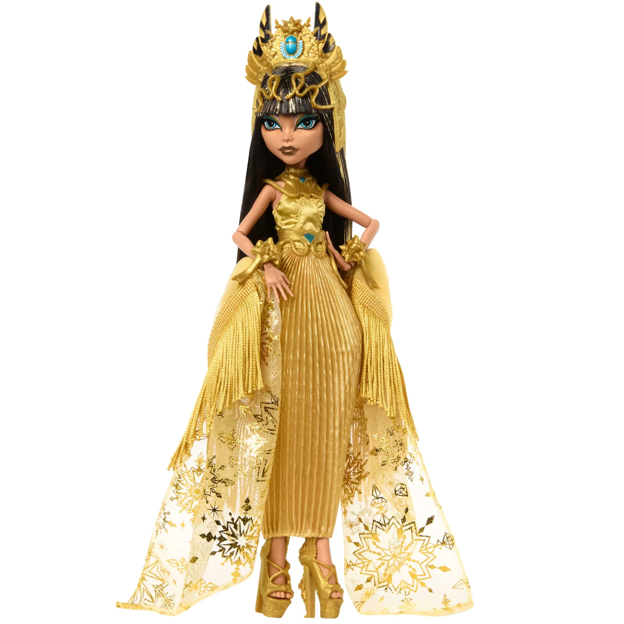 Monster High Howliday Winter Edition Cleo De Nile Collectible Doll in Golden Gown With Fringe Shawl - Image 3