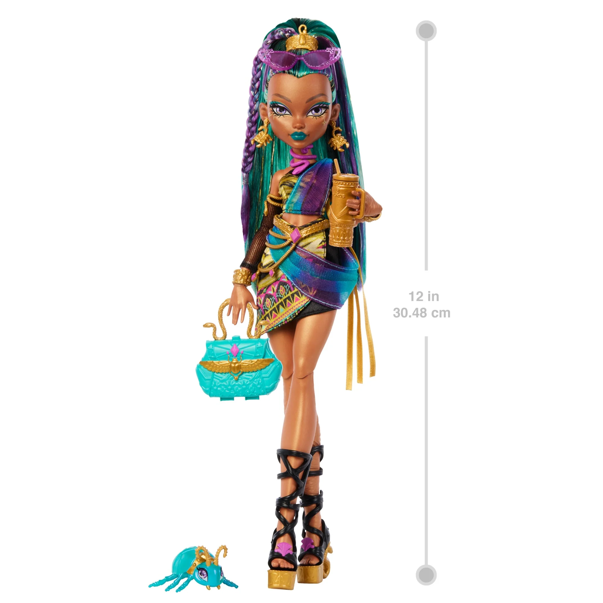 Monster High Nefera De Nile Doll With Pet Scarab Lavish And 7 Accessories Like Purse And Snacks - Image 2