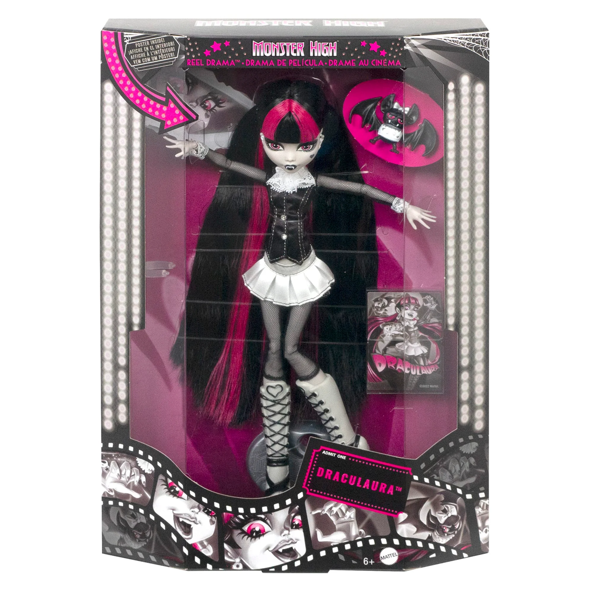 Monster High Reel Drama Draculaura Collector Doll in Black And White, Reproduction With Poster - Image 6