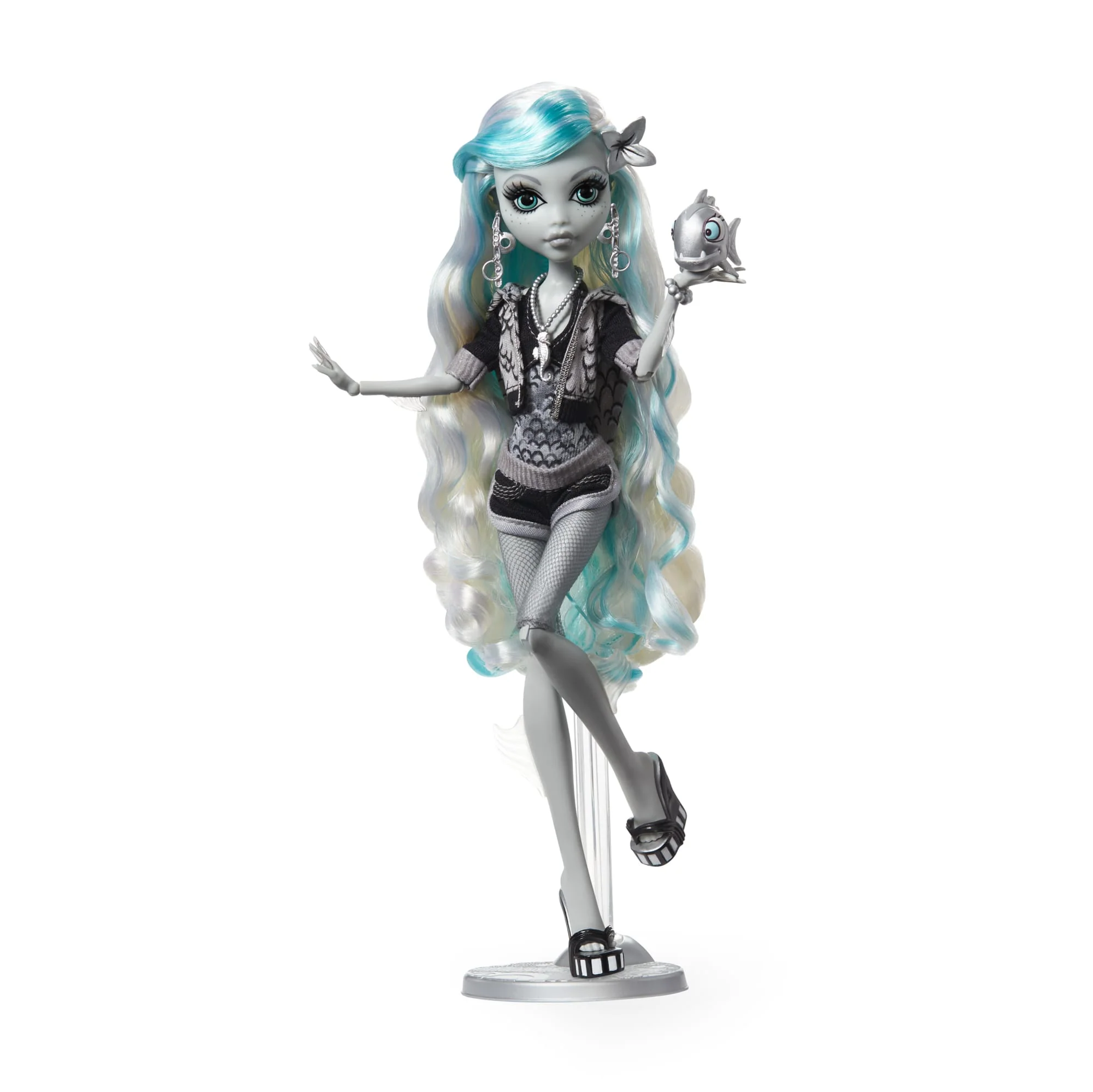 Monster High Reel Drama Lagoona Blue Collector Doll in Black And White, Reproduction With Poster - Image 2