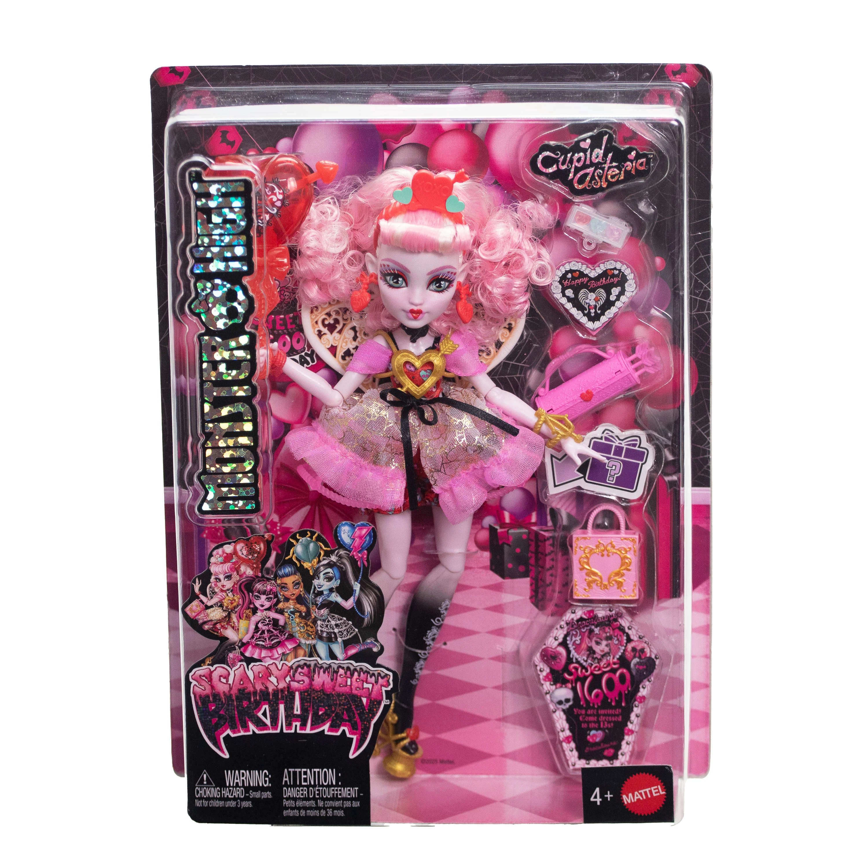 Monster High Scary Sweet Birthday Cupid Asteria Doll in Party Dress With Balloon & Gift - Image 6