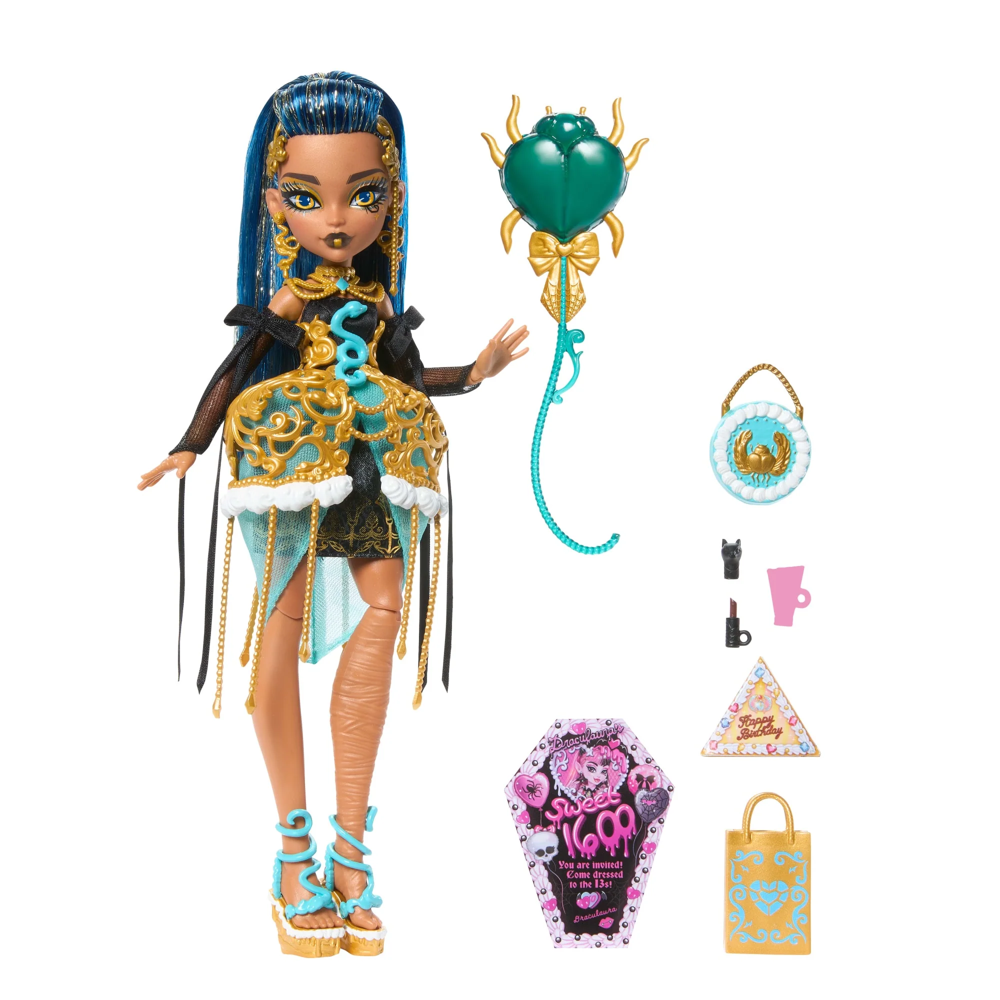 Monster High Scary Sweet Birthday Dolls in Party Dresses With Accessories Like Balloons & Gifts - Image 6