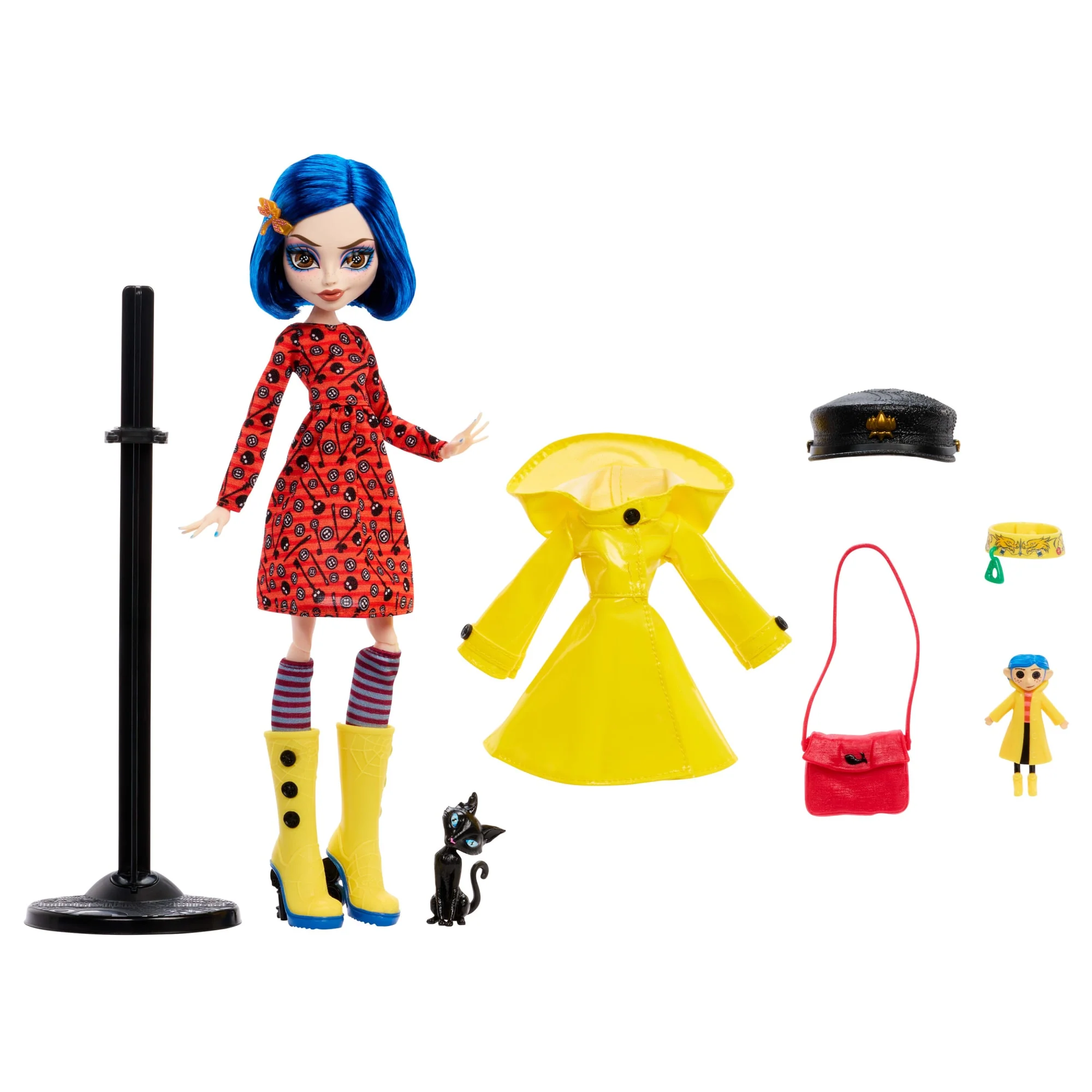 Monster High Skullector Coraline Collectible Doll in Yellow Raincoat With Cat - Sold Out - Image 6