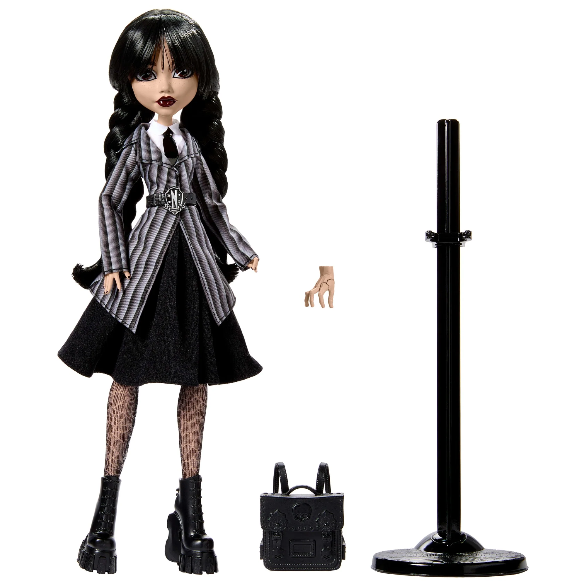 Monster High Wednesday Collectible Doll, Wednesday Addams in Nevermore Academy Uniform With Thing - Image 6