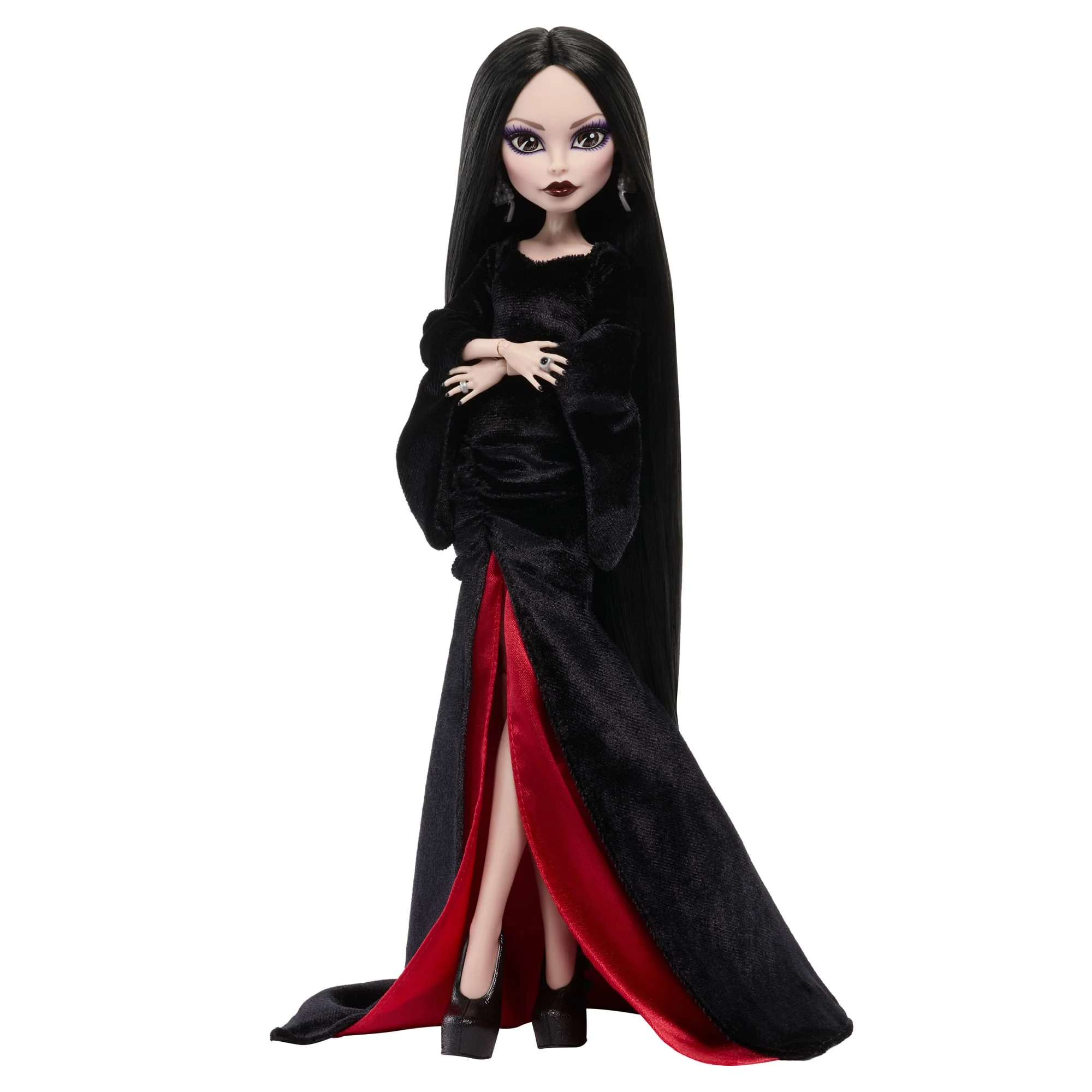 Monster High X Wednesday Collectible Doll, Morticia Addams in Black Velvet Dress - Image 6
