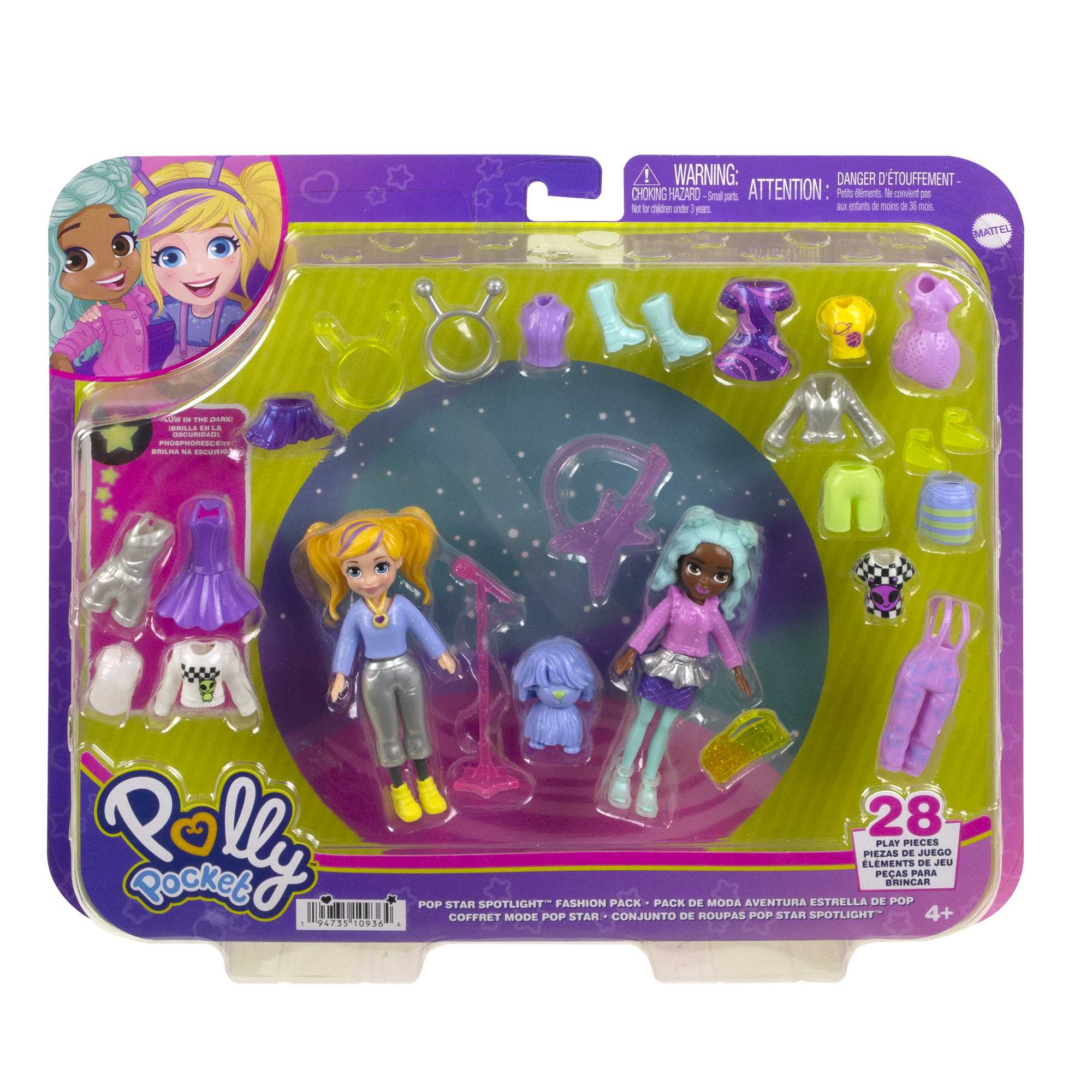 Polly Pocket 2 Dolls And 25 Accessories, Color-Change Seashine Mermaid Fashion Pack - Image 6