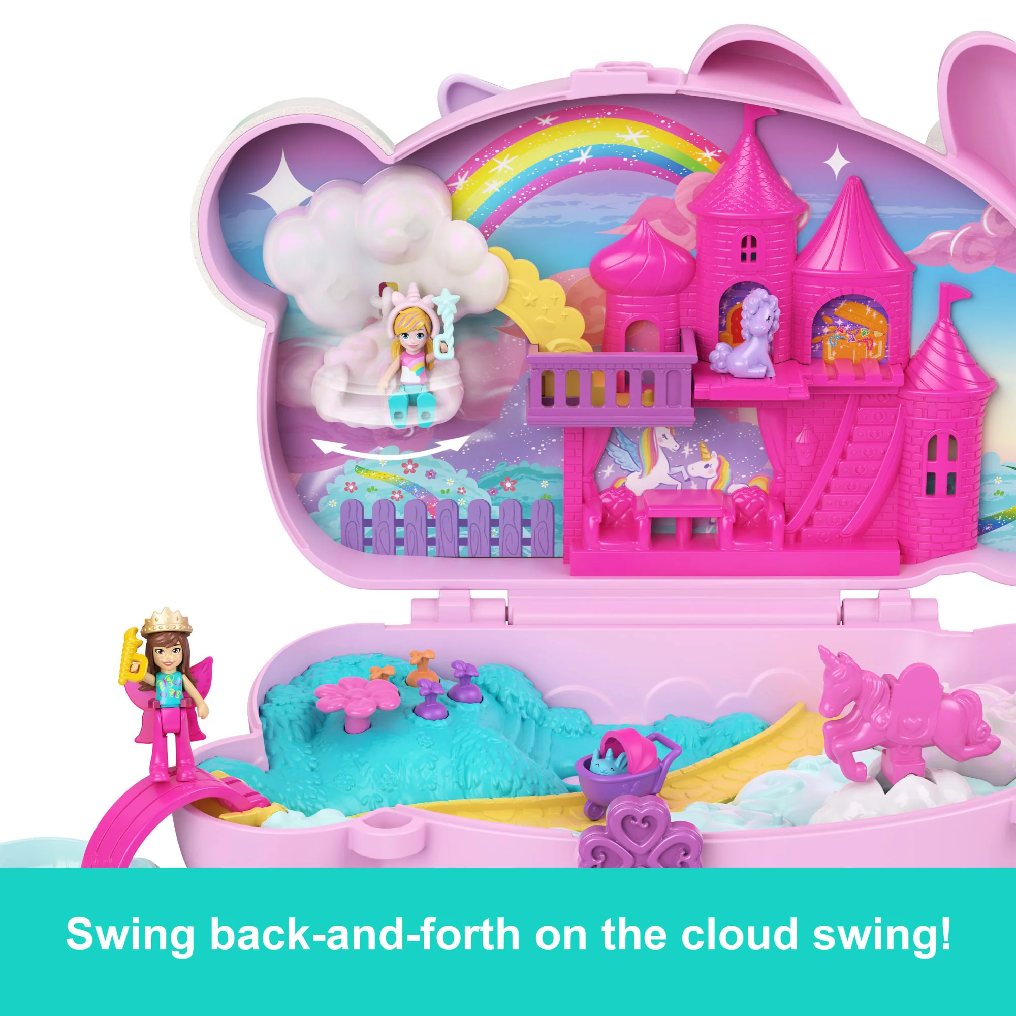 Polly Pocket 2-In-1 Bunny Fun Compact, Wearable Purse Playset With 2 Dolls & 12 Accessories Including Pets - Image 4