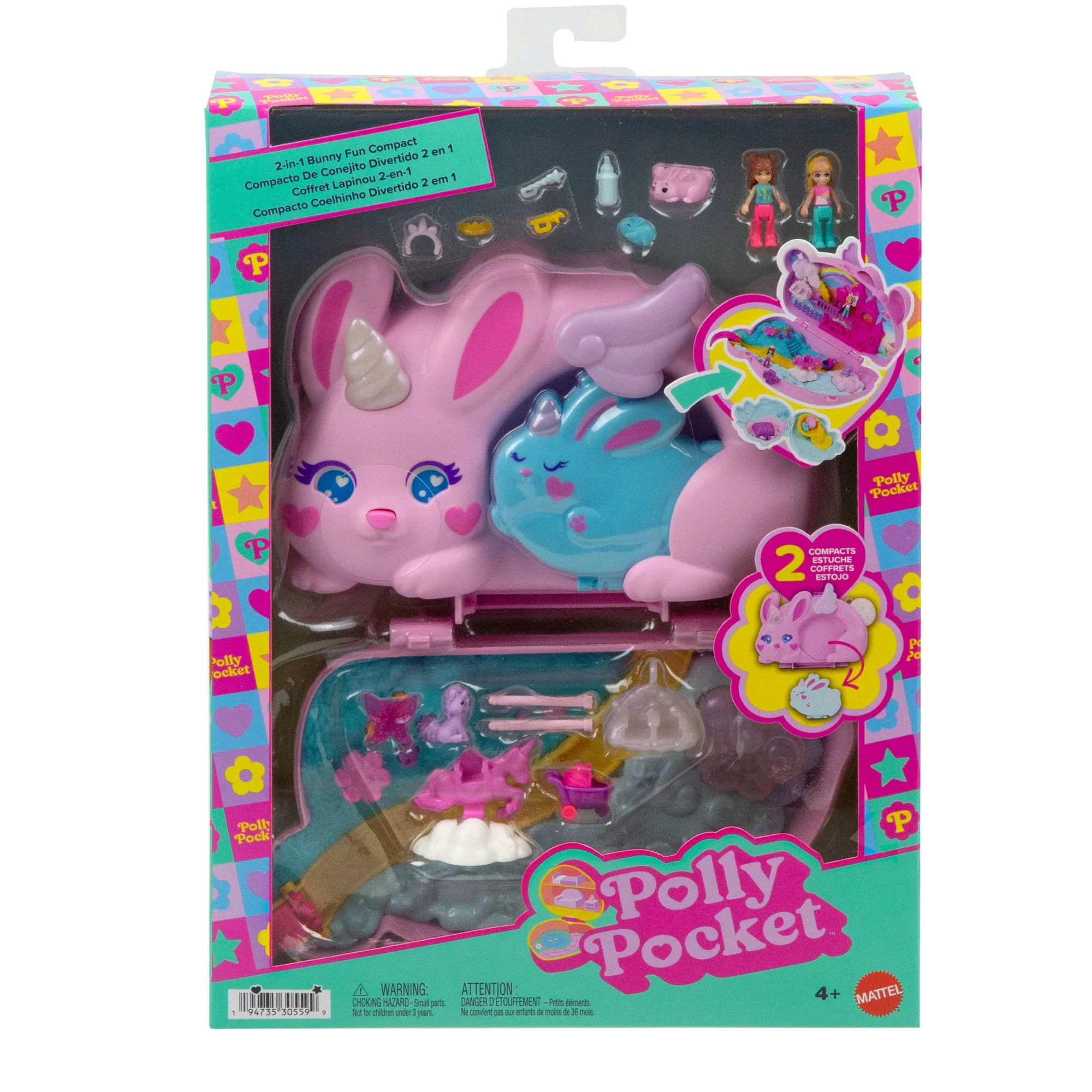 Polly Pocket 2-in-1 Bunny Fun Compact, Wearable Purse Playset With 2 Dolls & 12 Accessories including Pets - Image 6