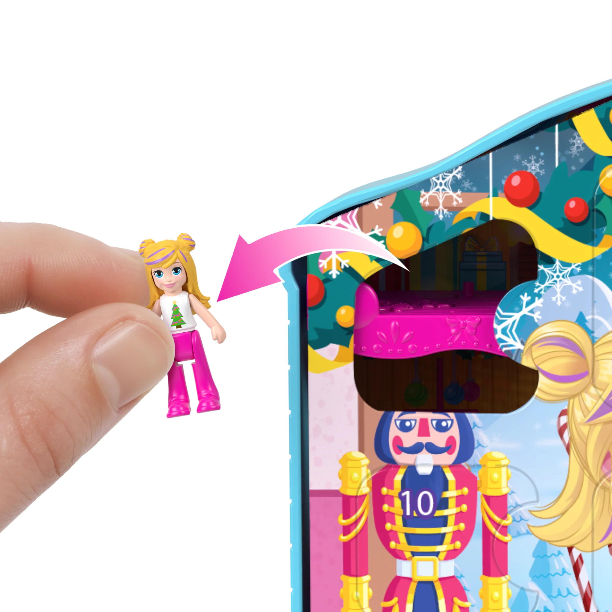 Polly Pocket Dolls And Playset Advent Calendar, Gingerbread House With Dollhouse Furniture, Toy Car, And Holiday Accessories - Image 6