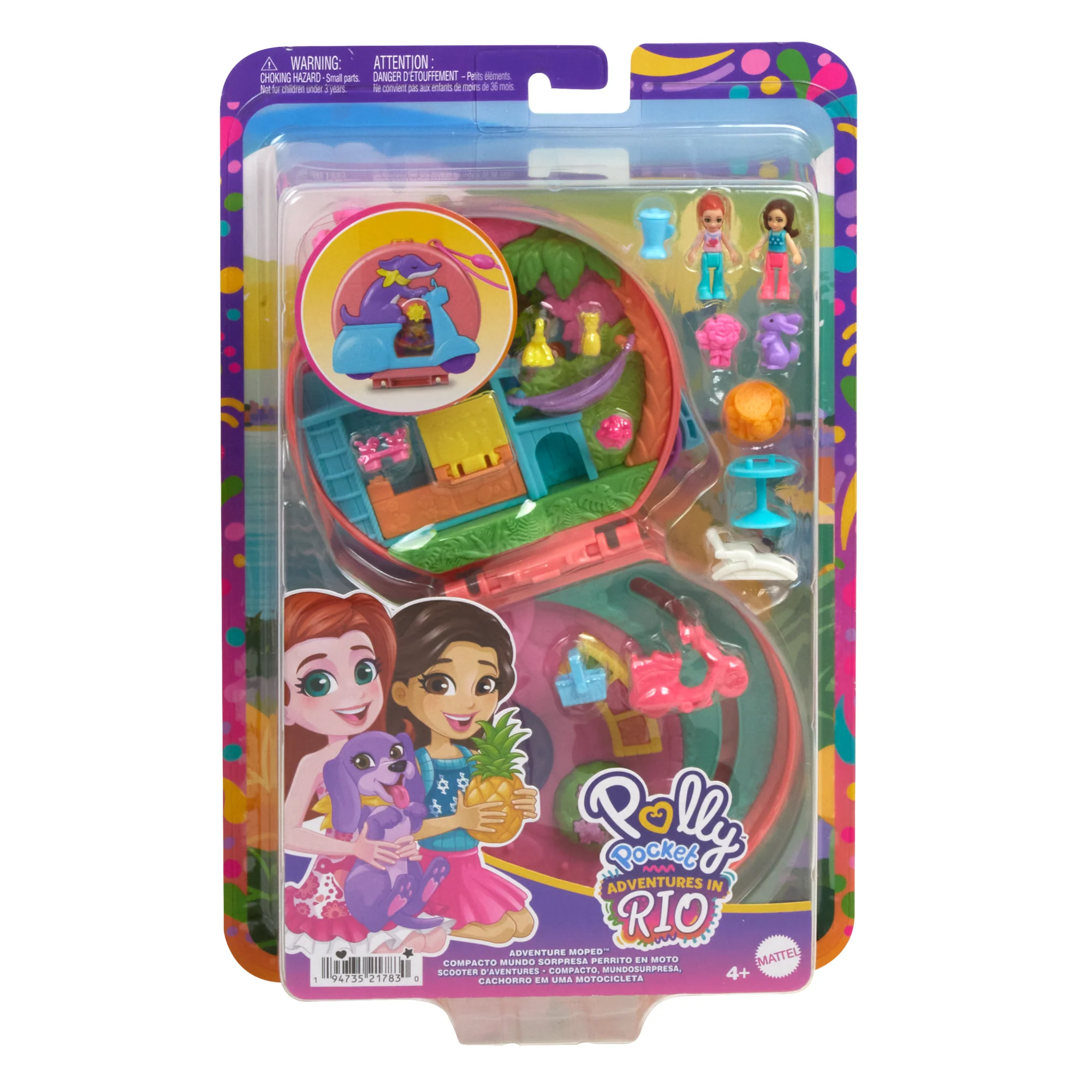 Polly Pocket Adventure Moped Compact With 2 Micro Dolls And Pet, Travel Toy With Animal And Vehicle Accessories - Image 6